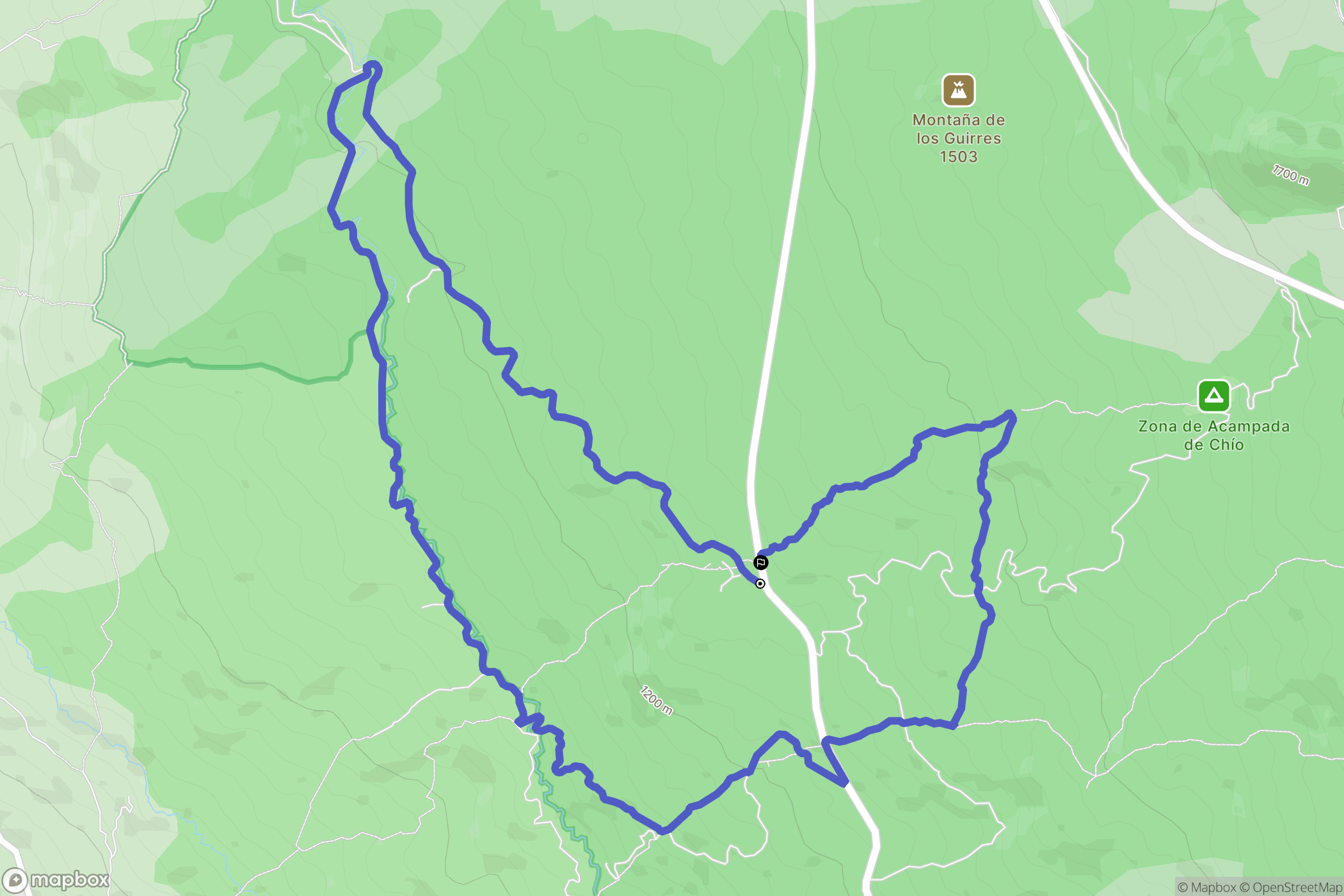Chío : carte du parcours de randonnée - Spain
