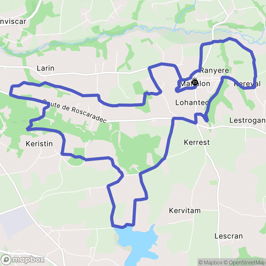 Mahalon : carte du parcours de randonnée - France