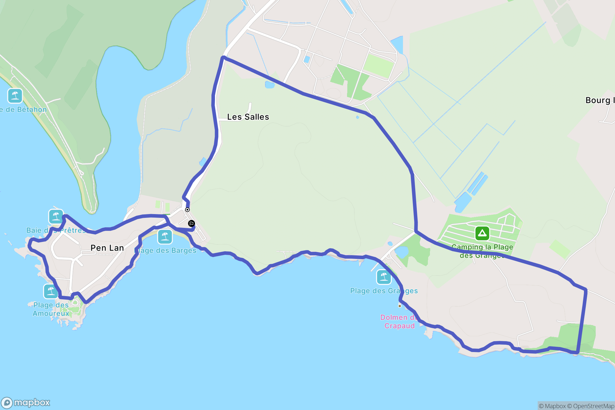 Billiers : carte du parcours de randonnée - France