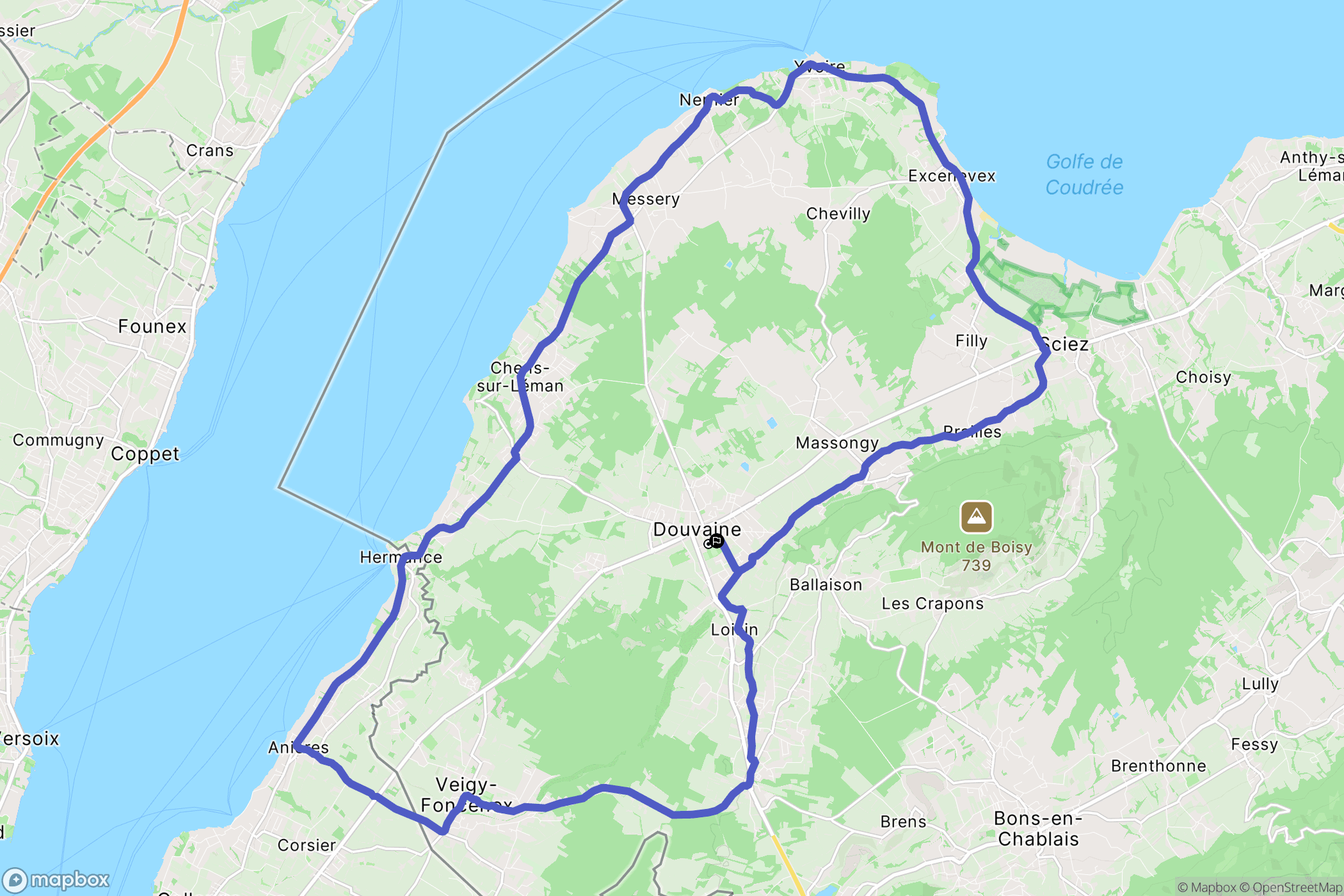 Douvaine : carte du parcours de randonnée - France