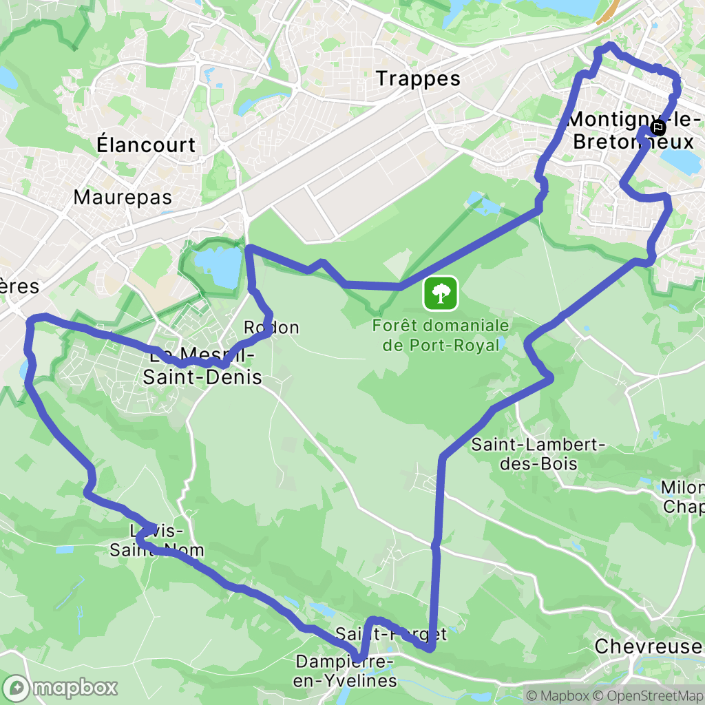 Montigny-le-Bretonneux : carte du parcours de randonnée - France