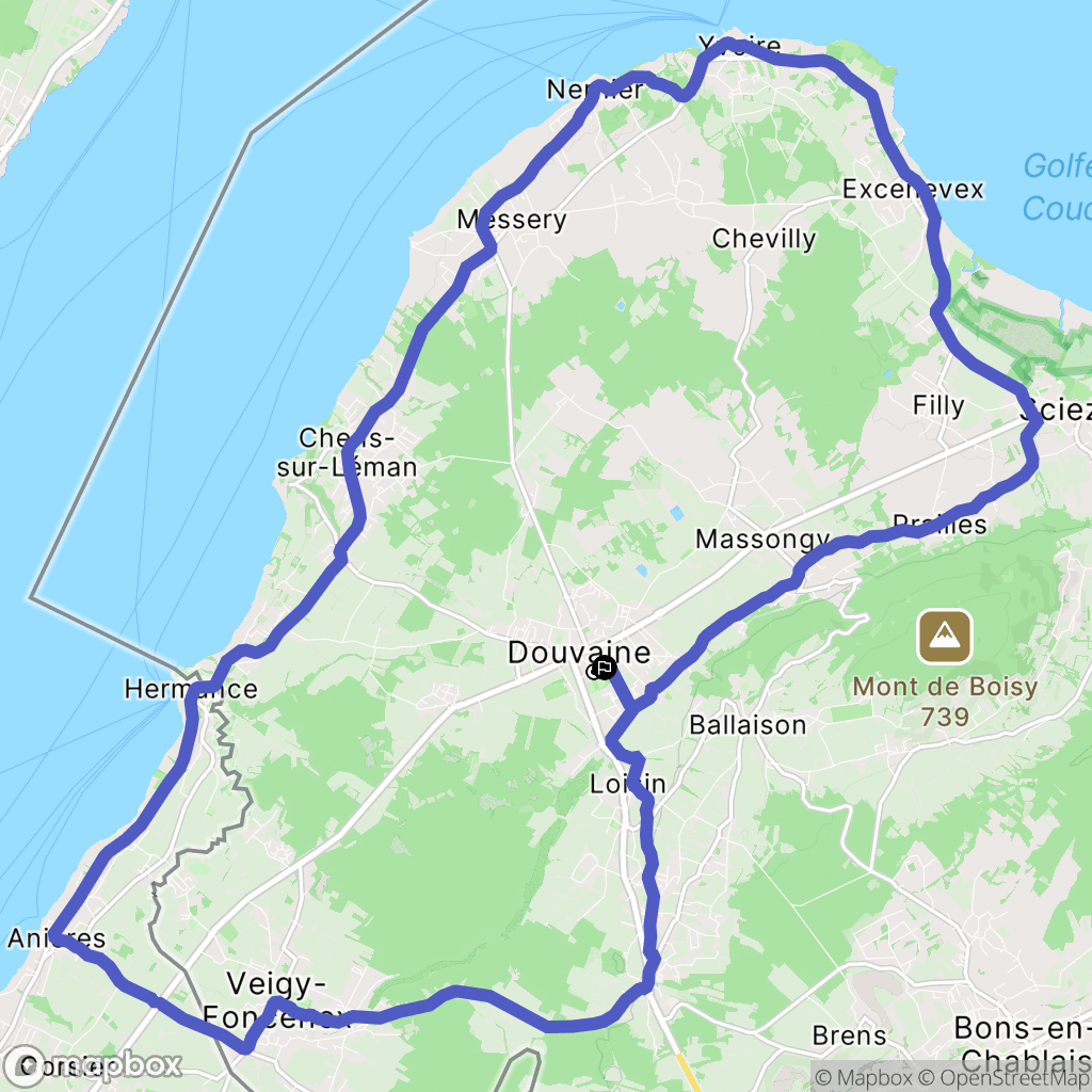 Douvaine : carte du parcours de randonnée - France