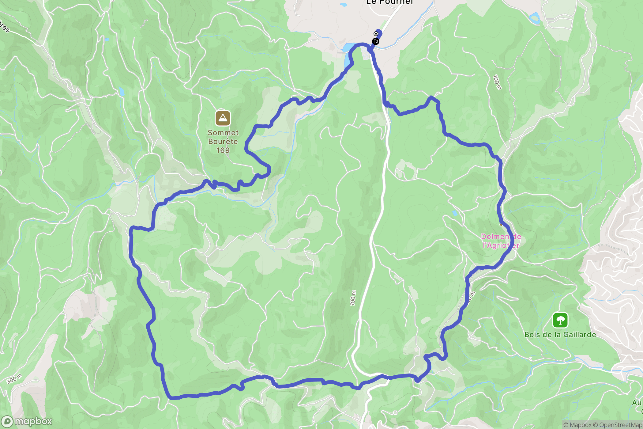 Roquebrune-sur-Argens : carte du parcours de randonnée - France