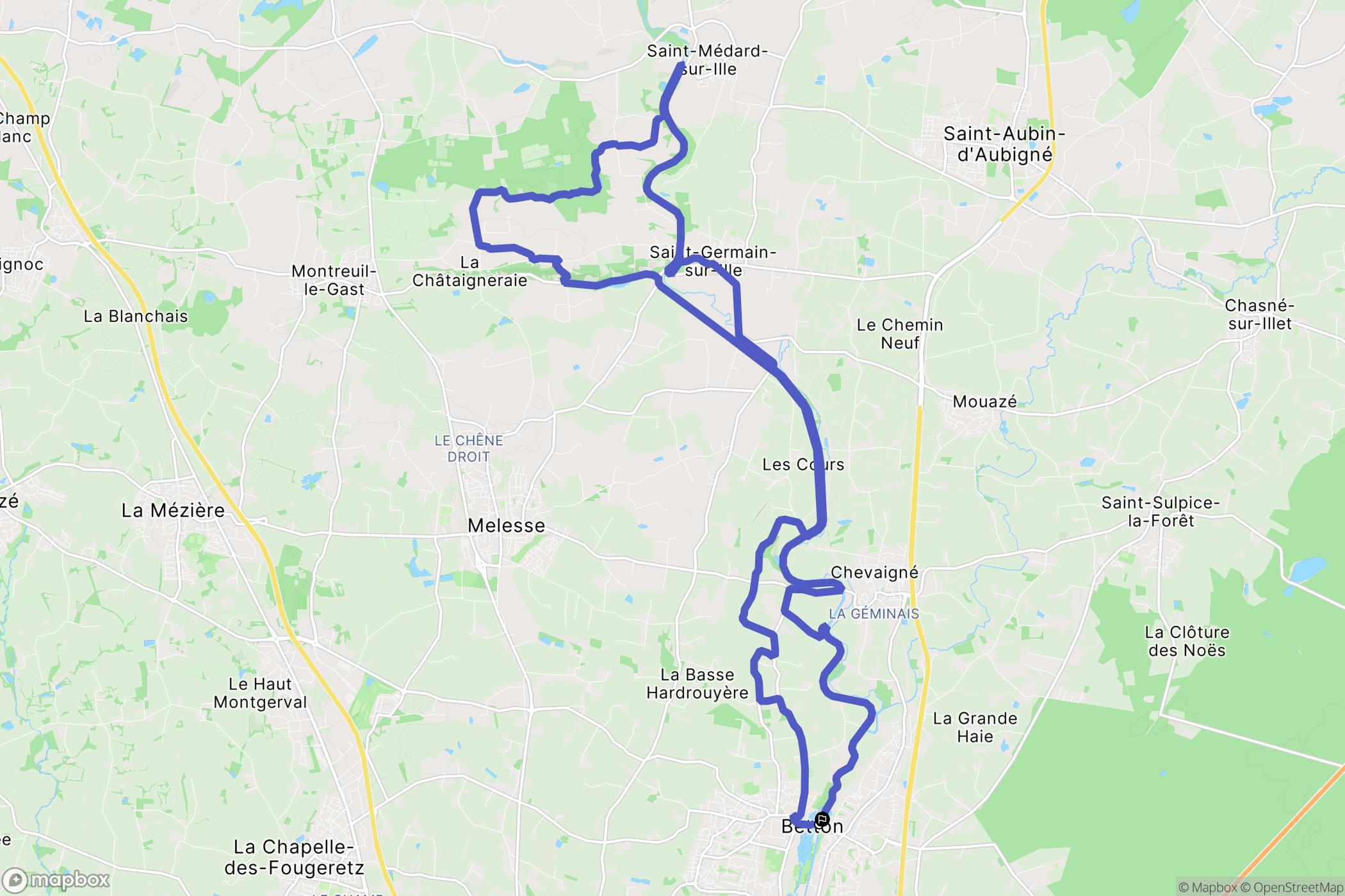 Betton : carte du parcours de randonnée - France