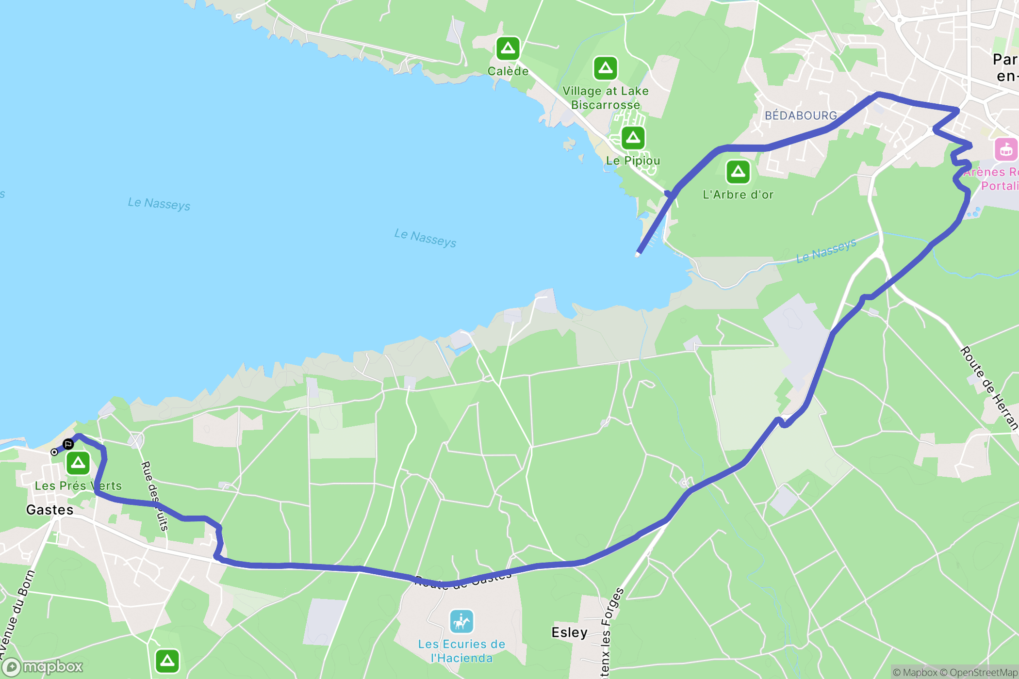 Gastes : carte du parcours de randonnée - France