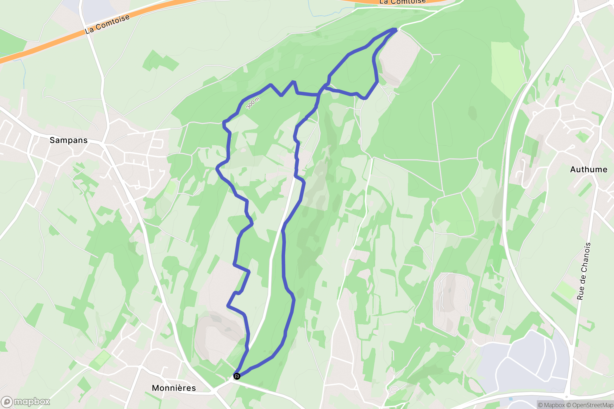 Monnières : carte du parcours de randonnée - France