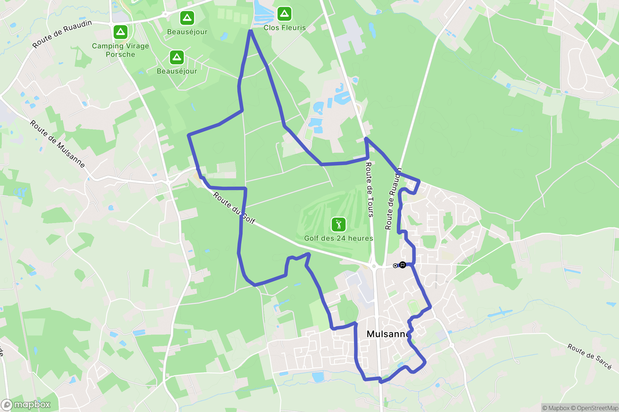 Mulsanne : carte du parcours de randonnée - France