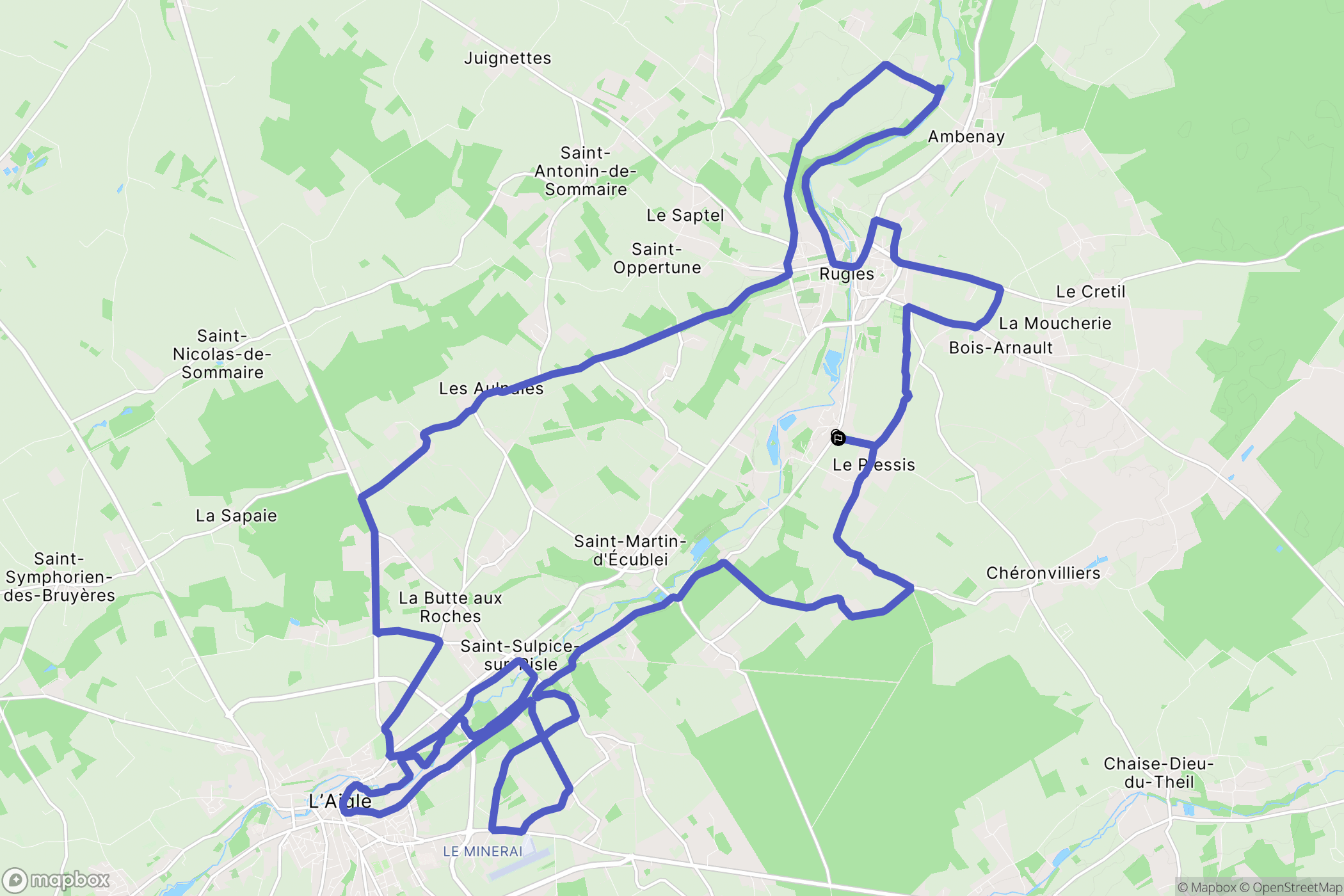 Rugles : carte du parcours de randonnée - France