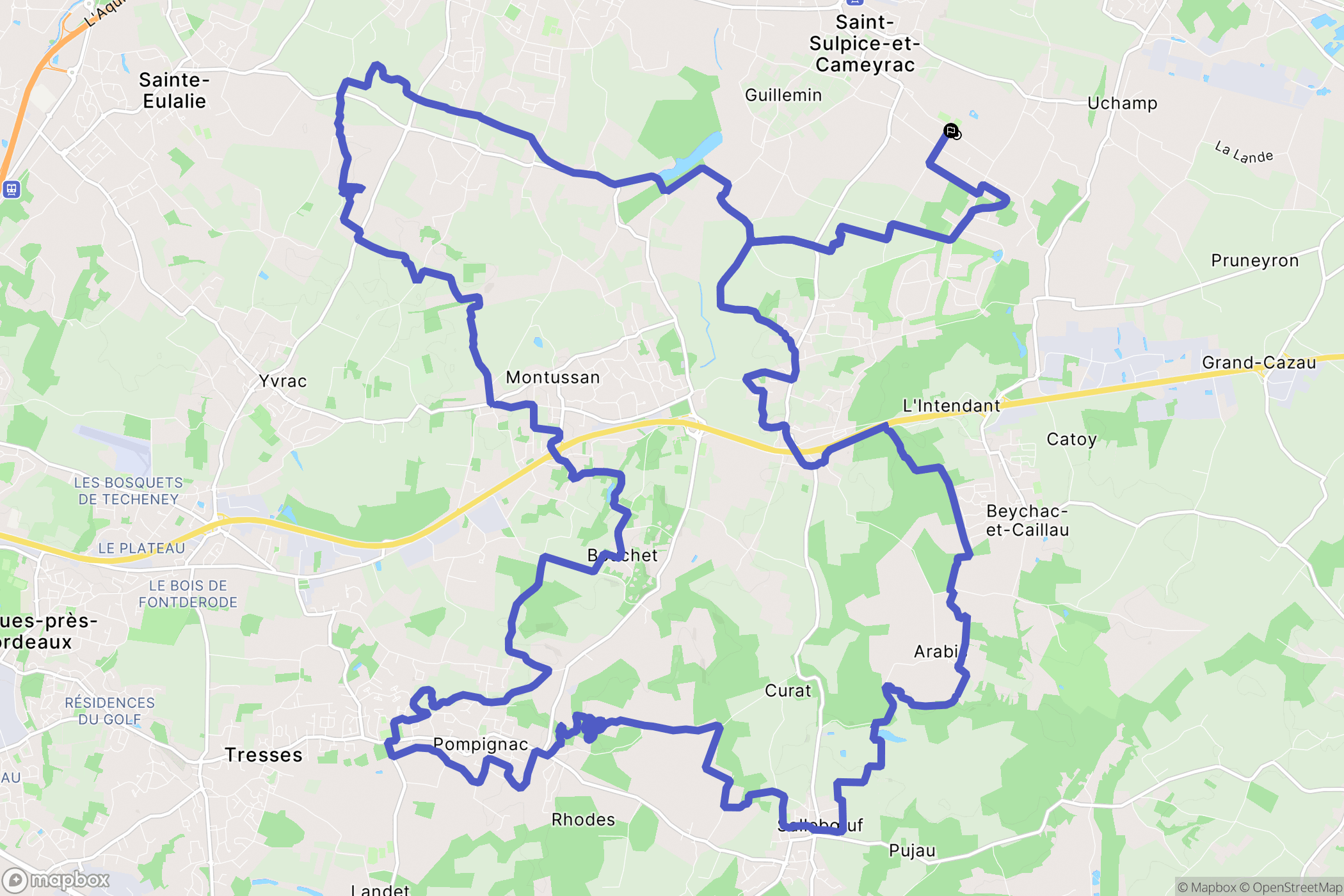 Saint-Sulpice-et-Cameyrac : carte du parcours de randonnée - France