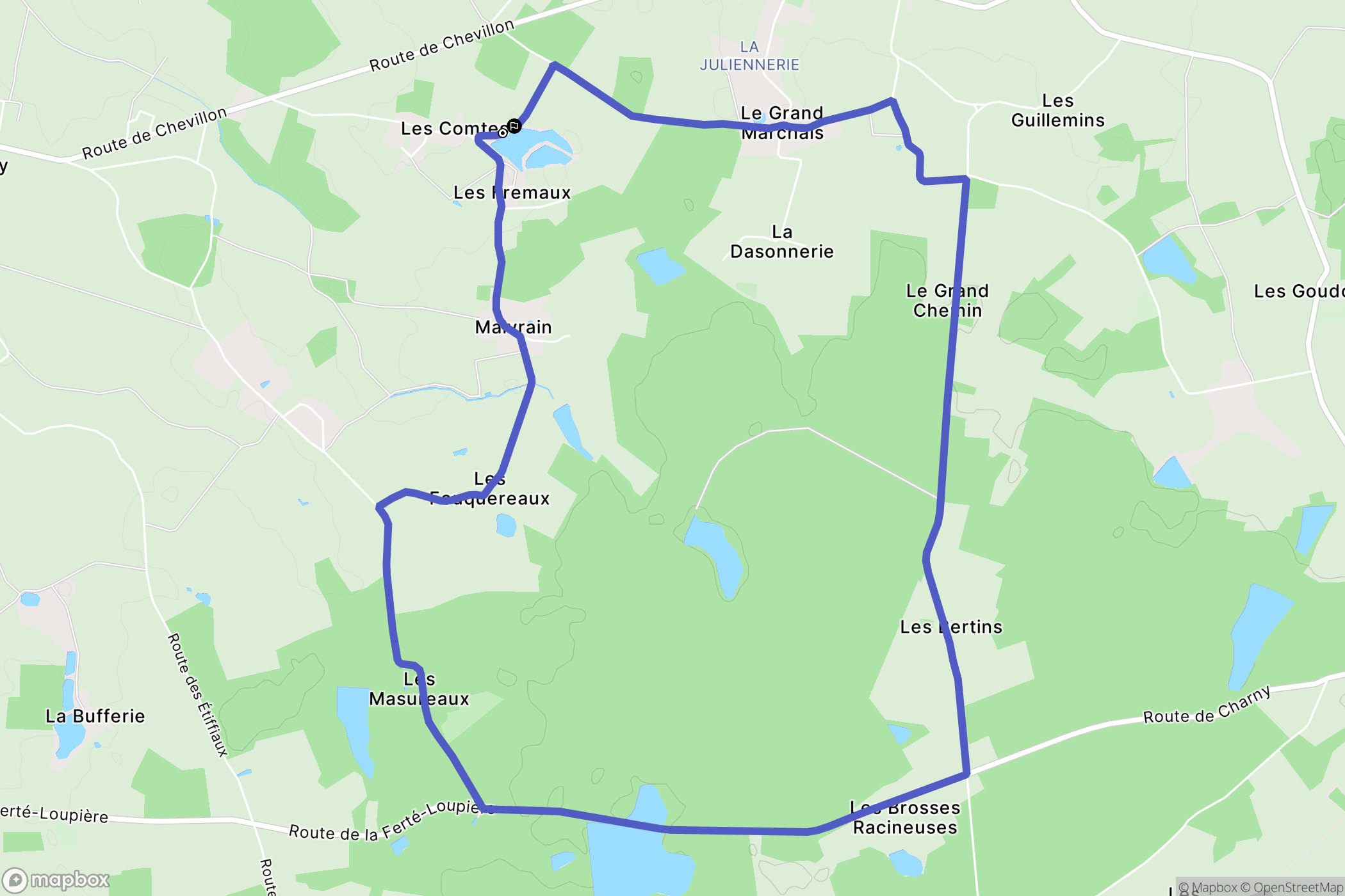 Charny-Orée-de-Puisaye : carte du parcours de randonnée - France