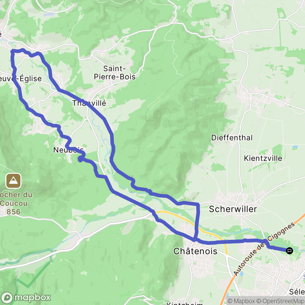 Sélestat : carte du parcours de randonnée - France