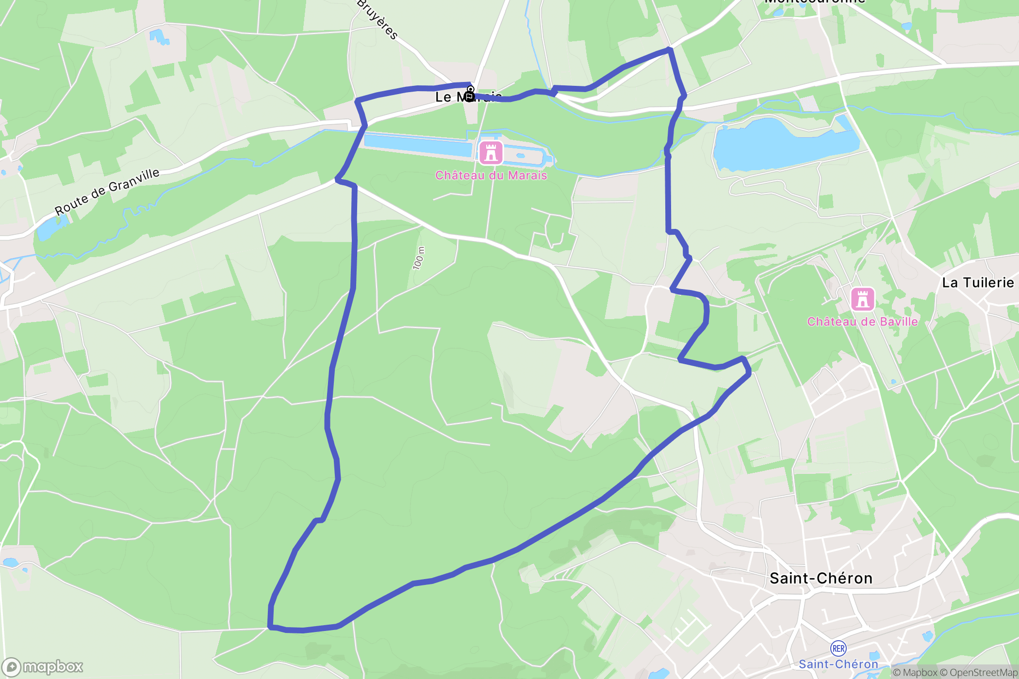 Le Val-Saint-Germain : carte du parcours de randonnée - France