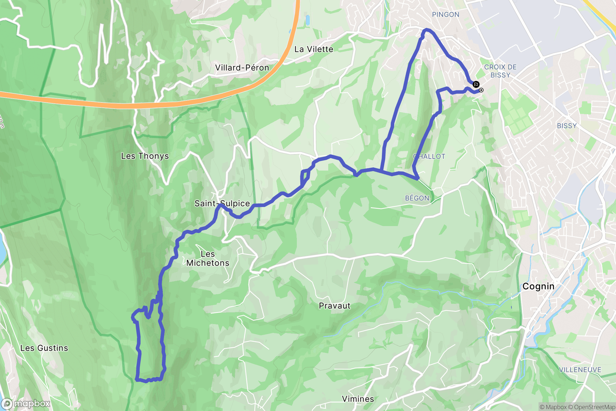 Chambéry : carte du parcours de randonnée - France