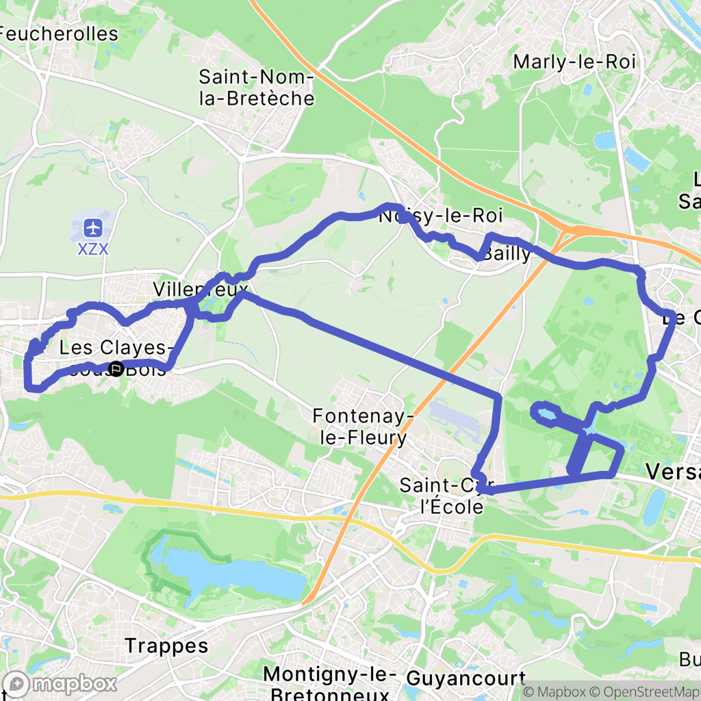 Les Clayes-sous-Bois : carte du parcours de randonnée - France