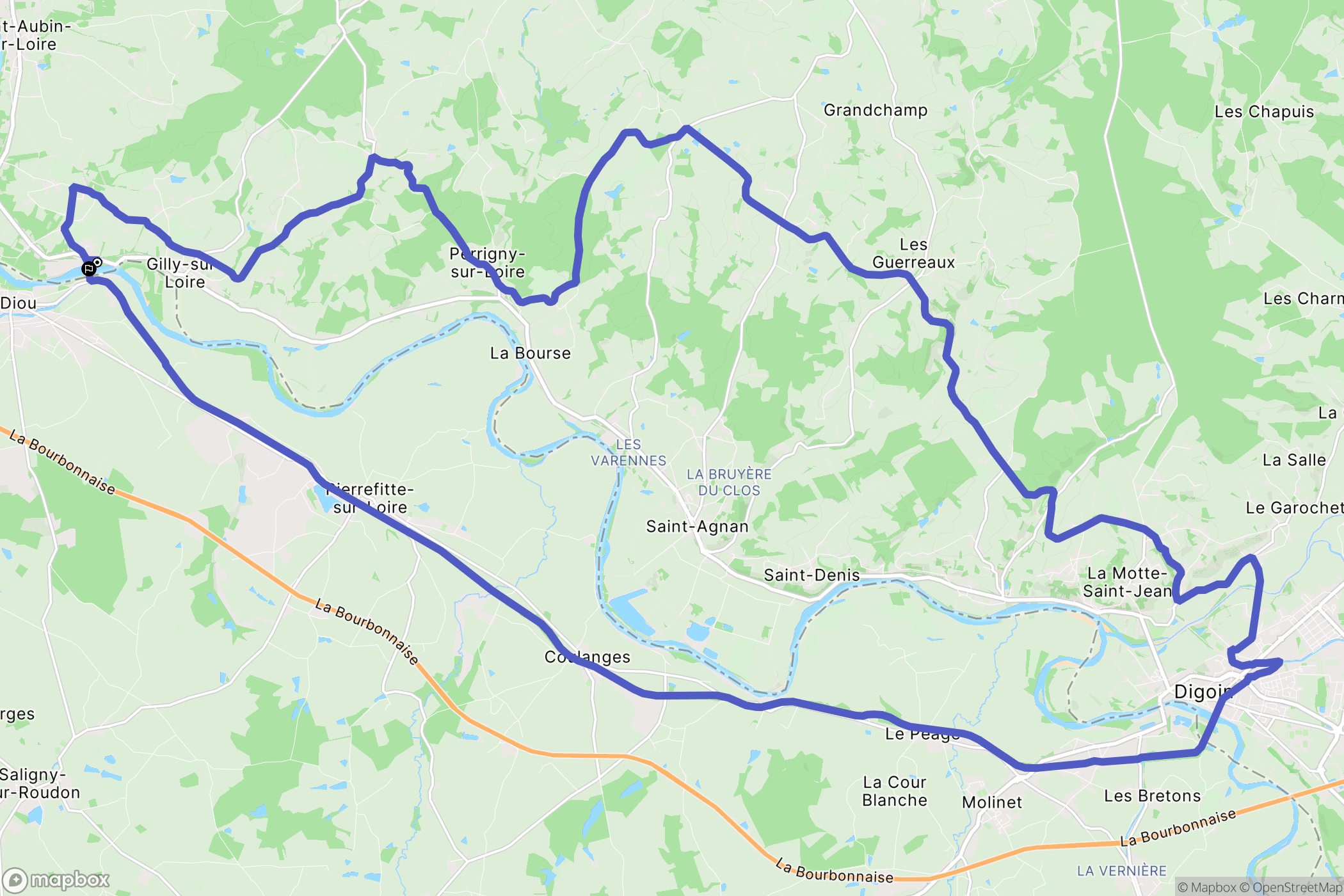 Gilly-sur-Loire : carte du parcours de randonnée - France