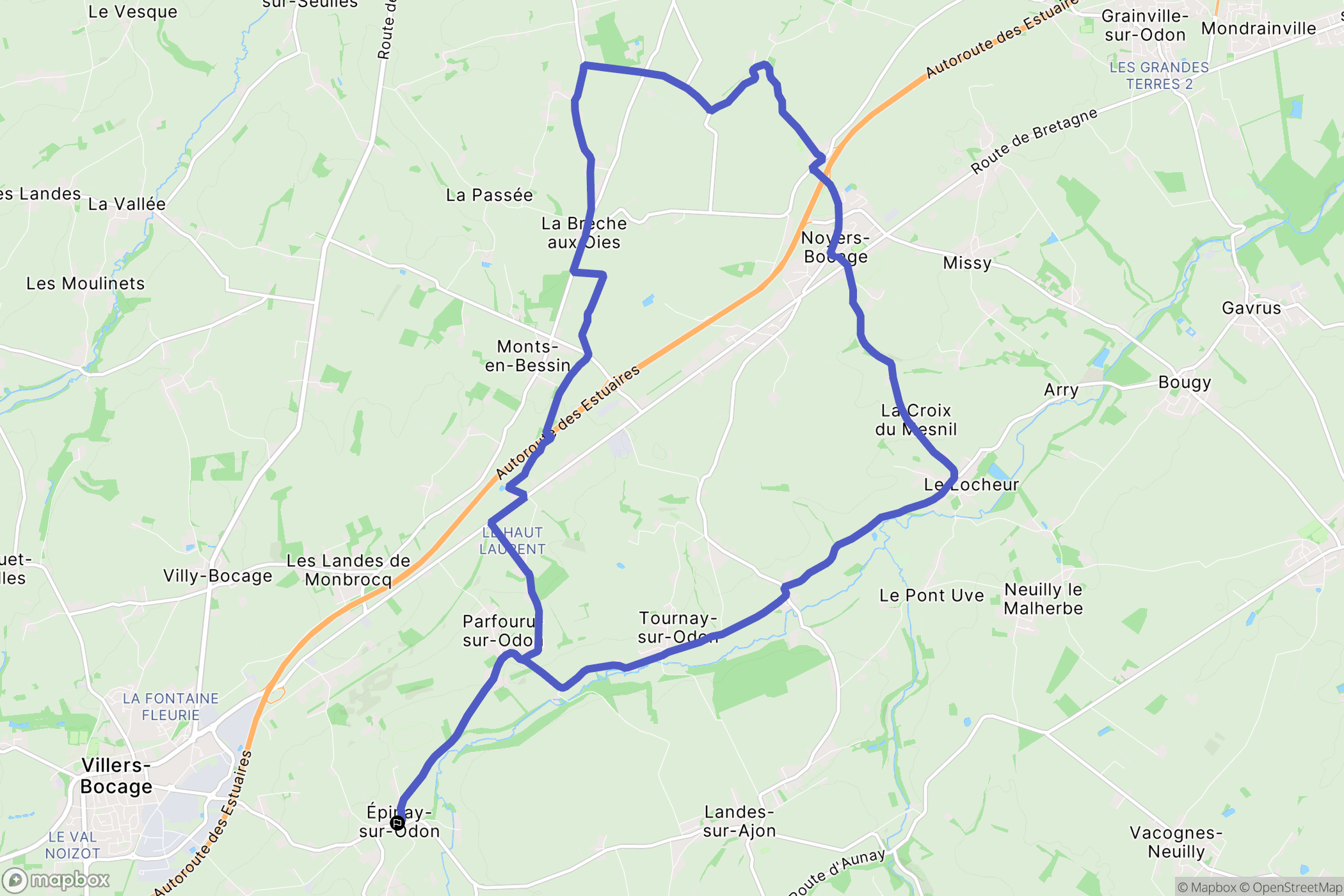 Épinay-sur-Odon : carte du parcours de randonnée - France
