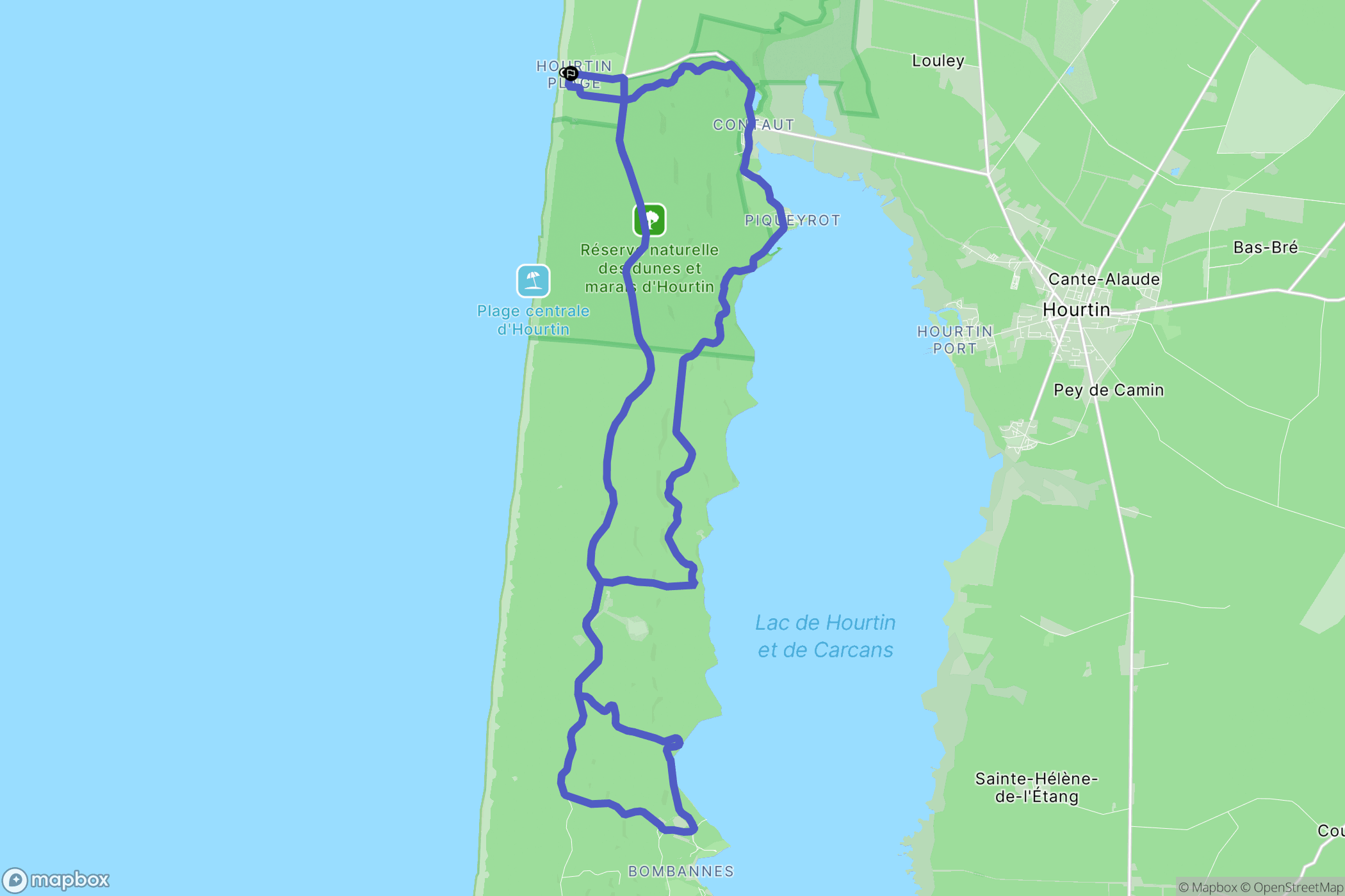 Hourtin : carte du parcours de randonnée - France