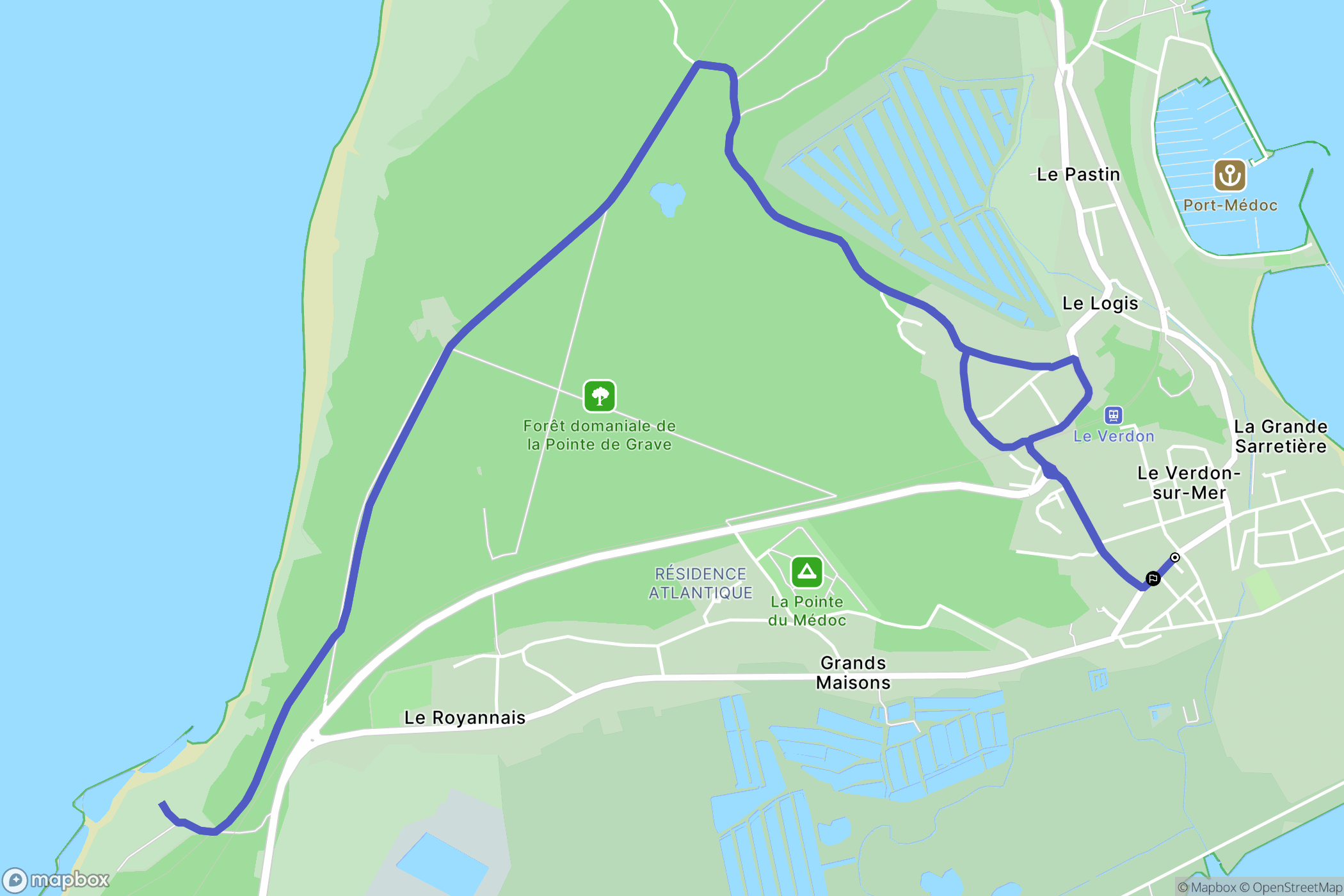 Le Verdon-sur-Mer : carte du parcours de randonnée - France