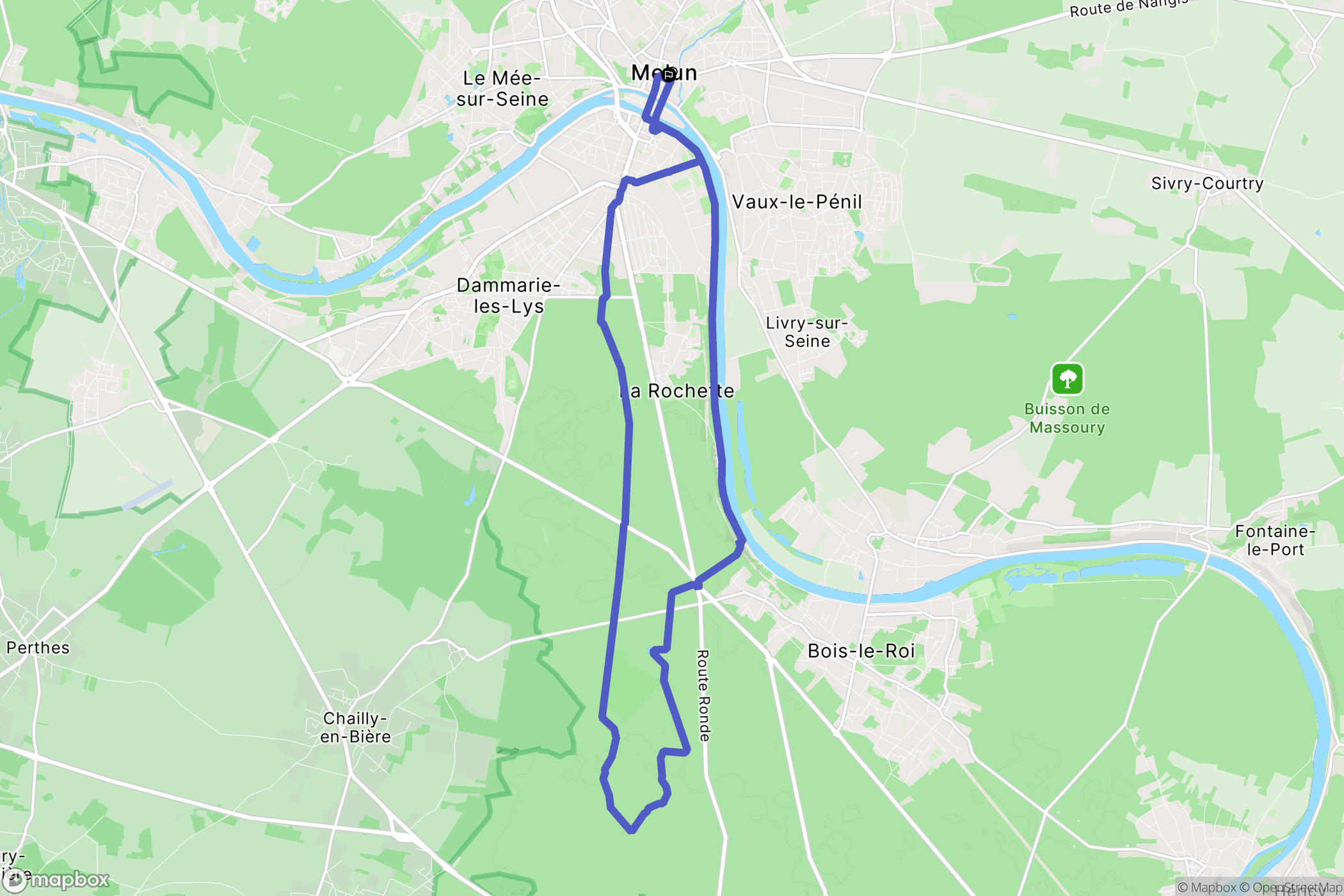Melun : carte du parcours de randonnée - France