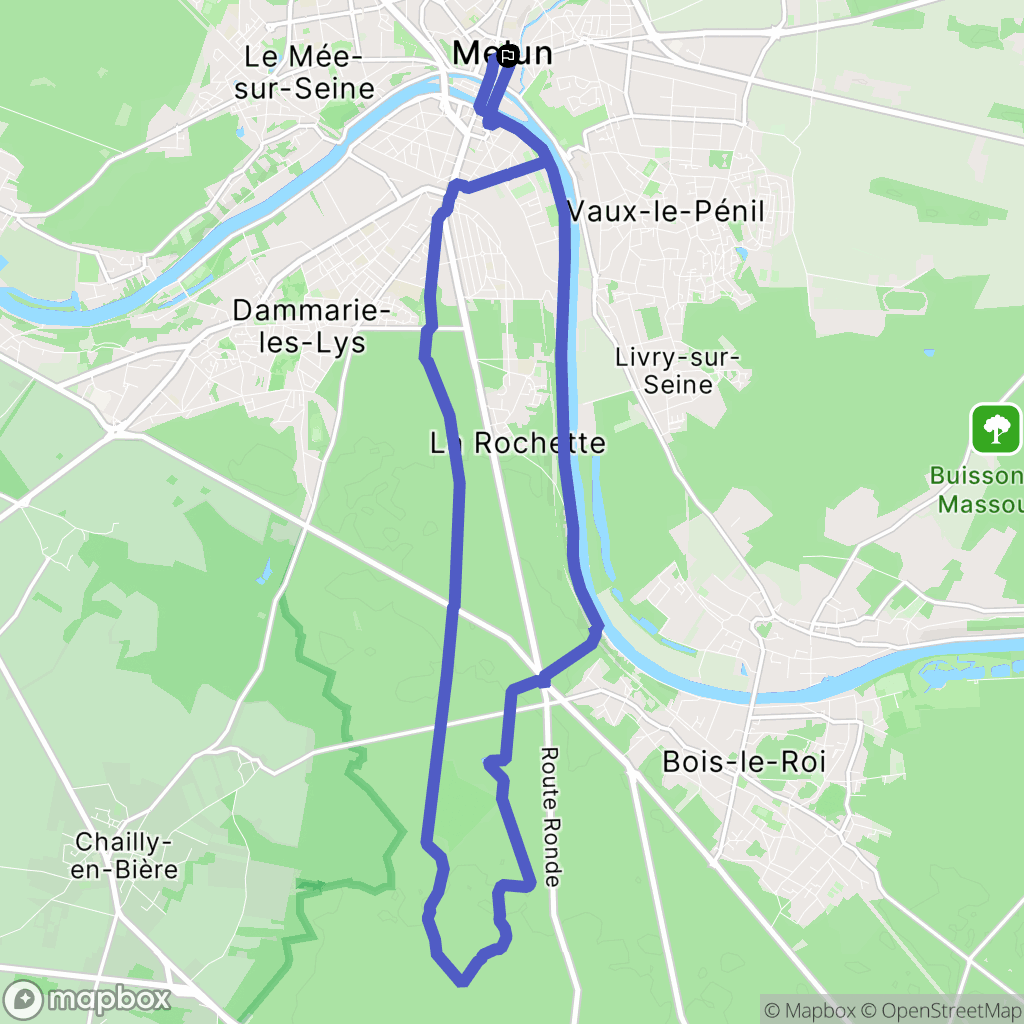 Melun : carte du parcours de randonnée - France