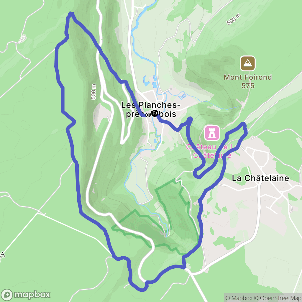 Les Planches-prés-Arbois : carte du parcours de randonnée - France
