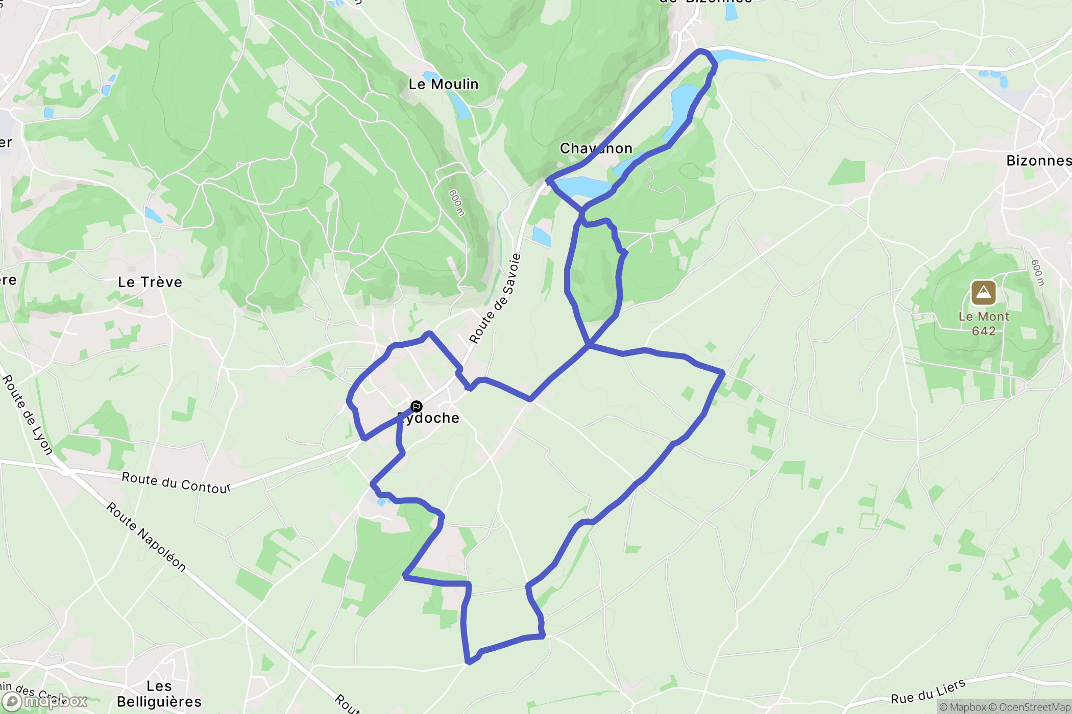Eydoche : carte du parcours de randonnée - France