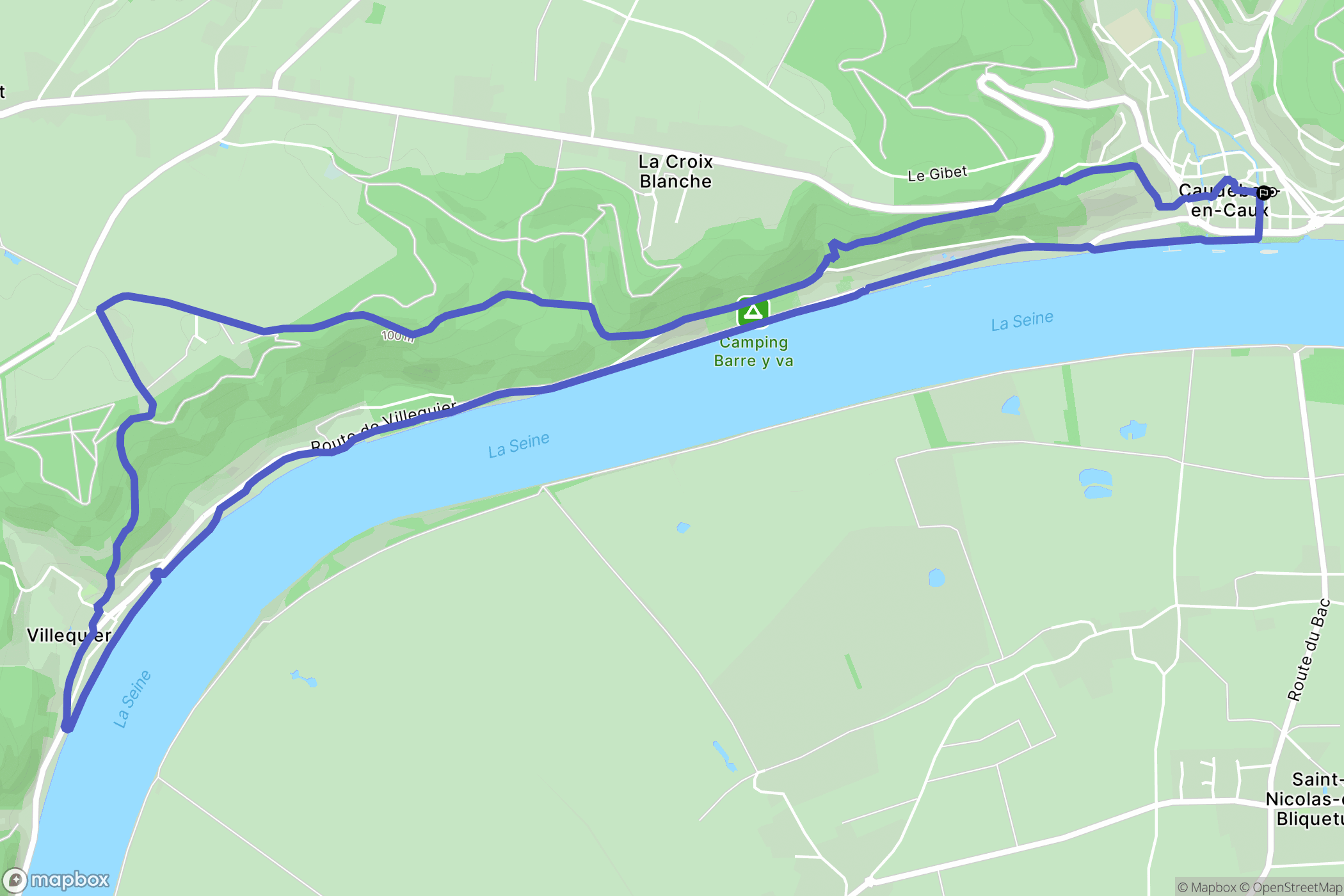 Rives-en-Seine : carte du parcours de randonnée - France