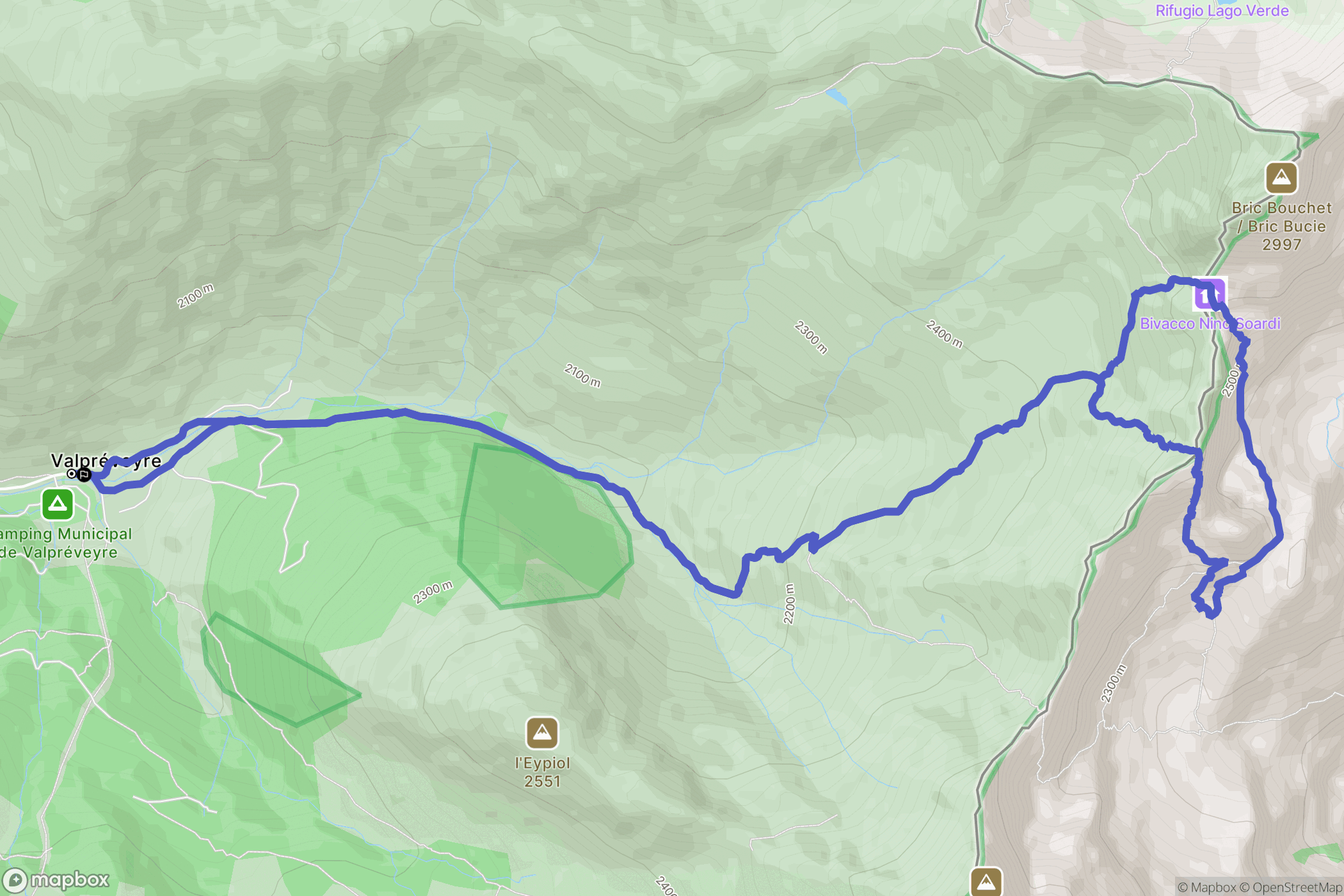 Abriès-Ristolas : carte du parcours de randonnée - France