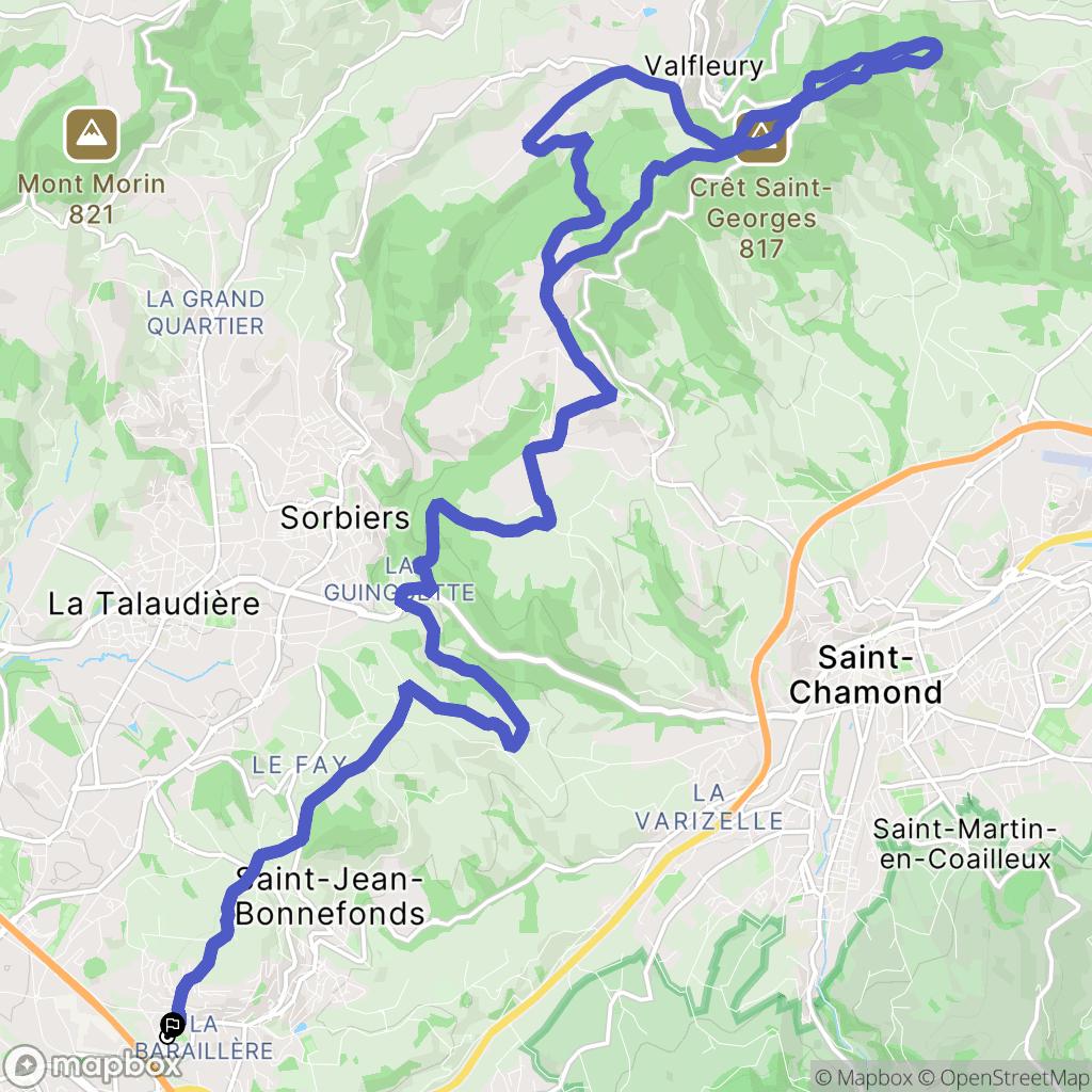 Saint-Jean-Bonnefonds : carte du parcours de randonnée - France