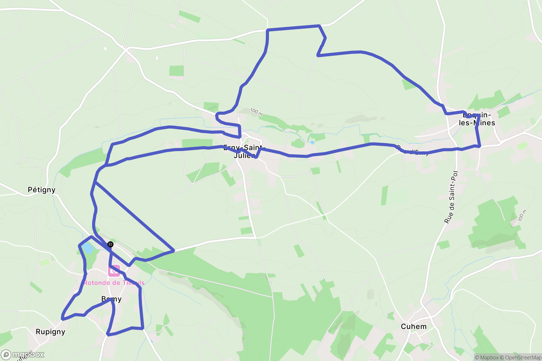 Bomy : carte du parcours de randonnée - France