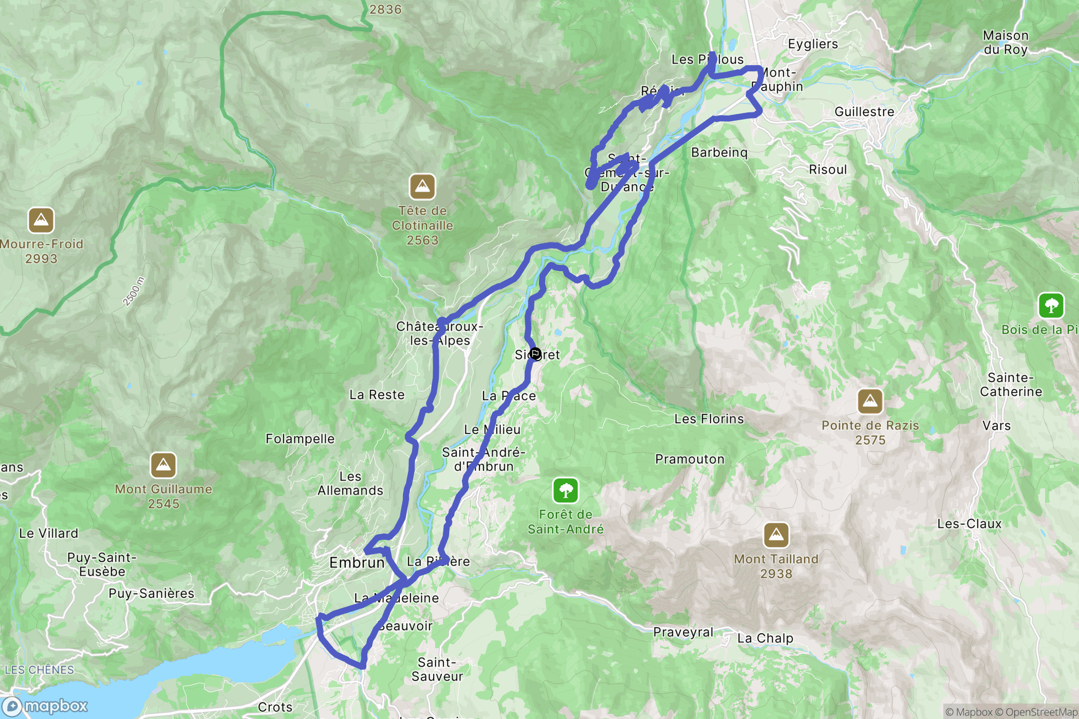 Saint-André-d'Embrun : carte du parcours de randonnée - France