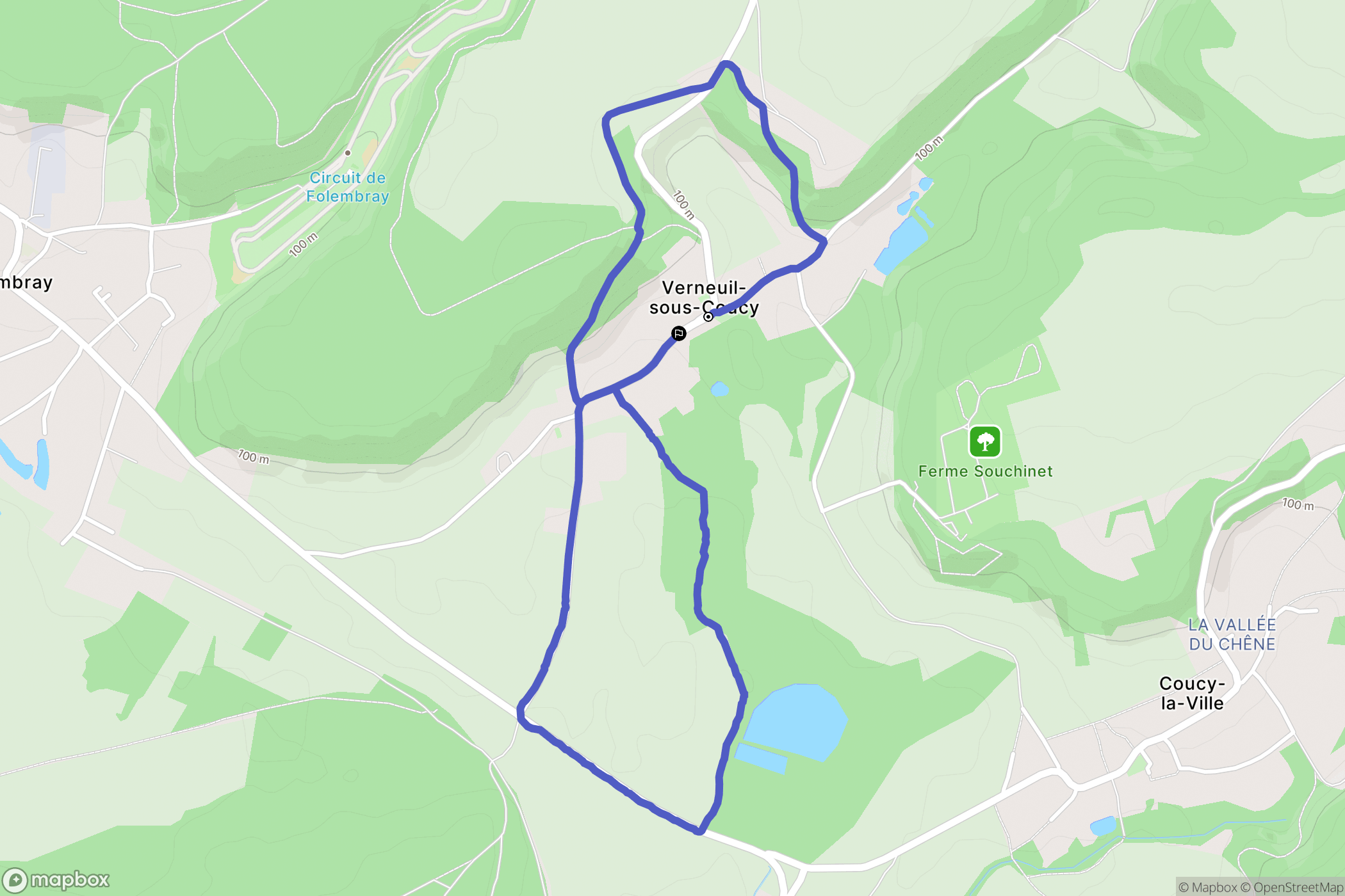 Verneuil-sous-Coucy : carte du parcours de randonnée - France