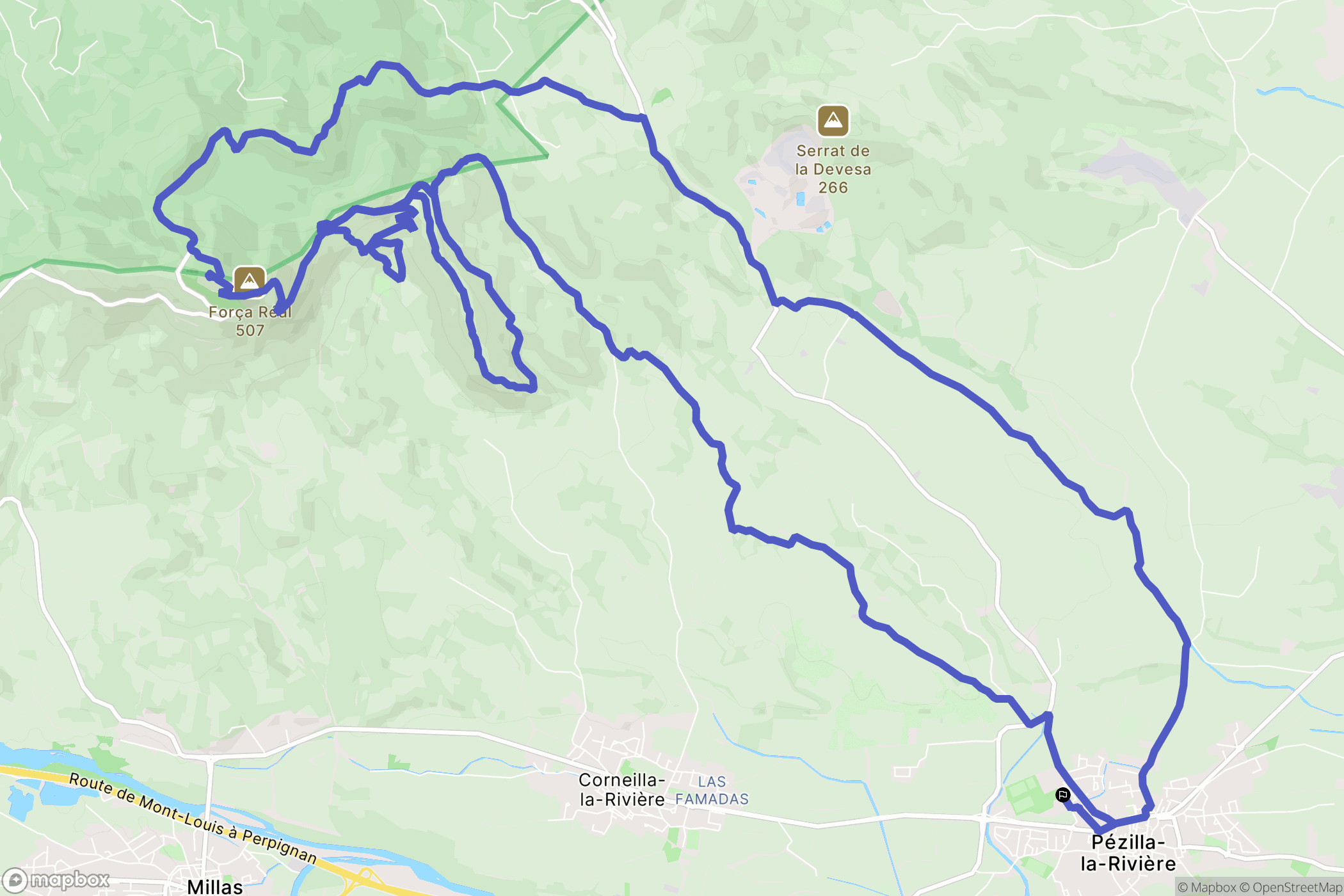 Pézilla-la-Rivière : carte du parcours de randonnée - France