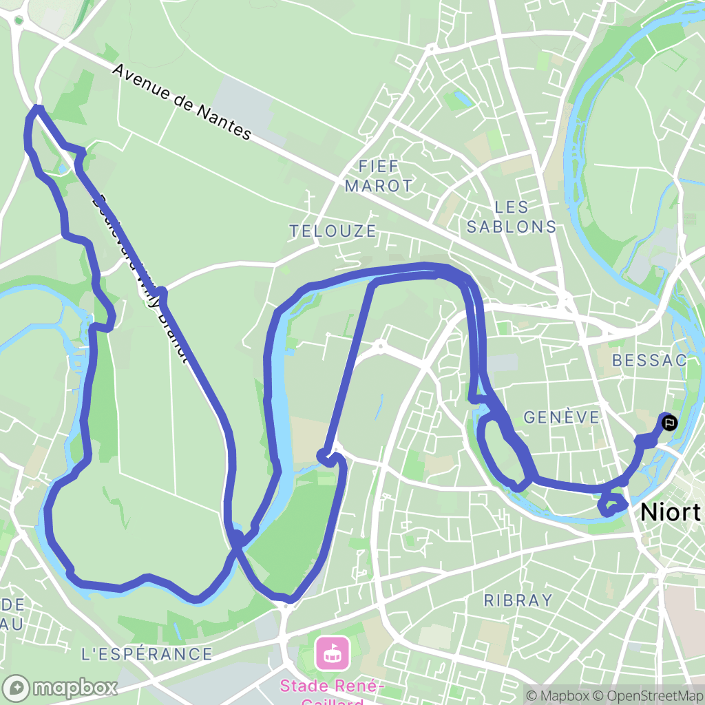 Niort : carte du parcours de randonnée - France