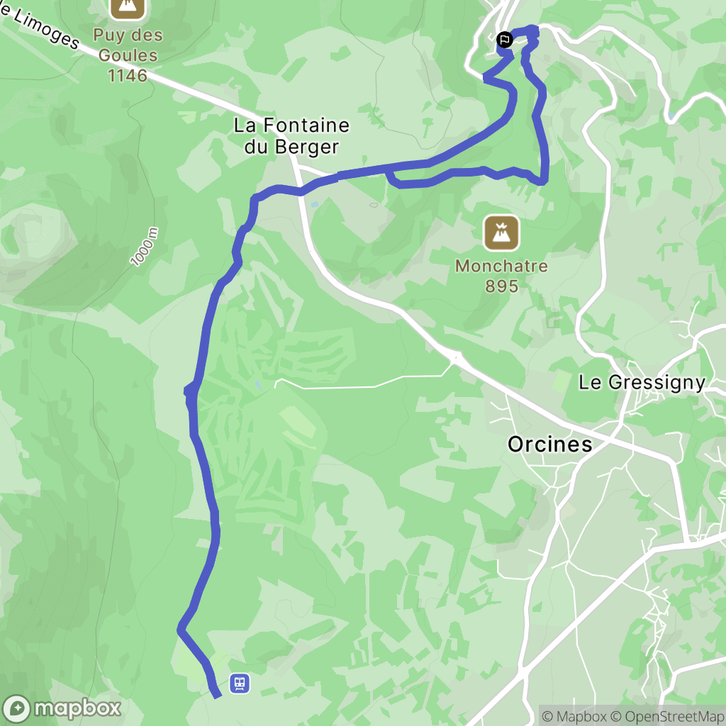 Orcines : carte du parcours de randonnée - France