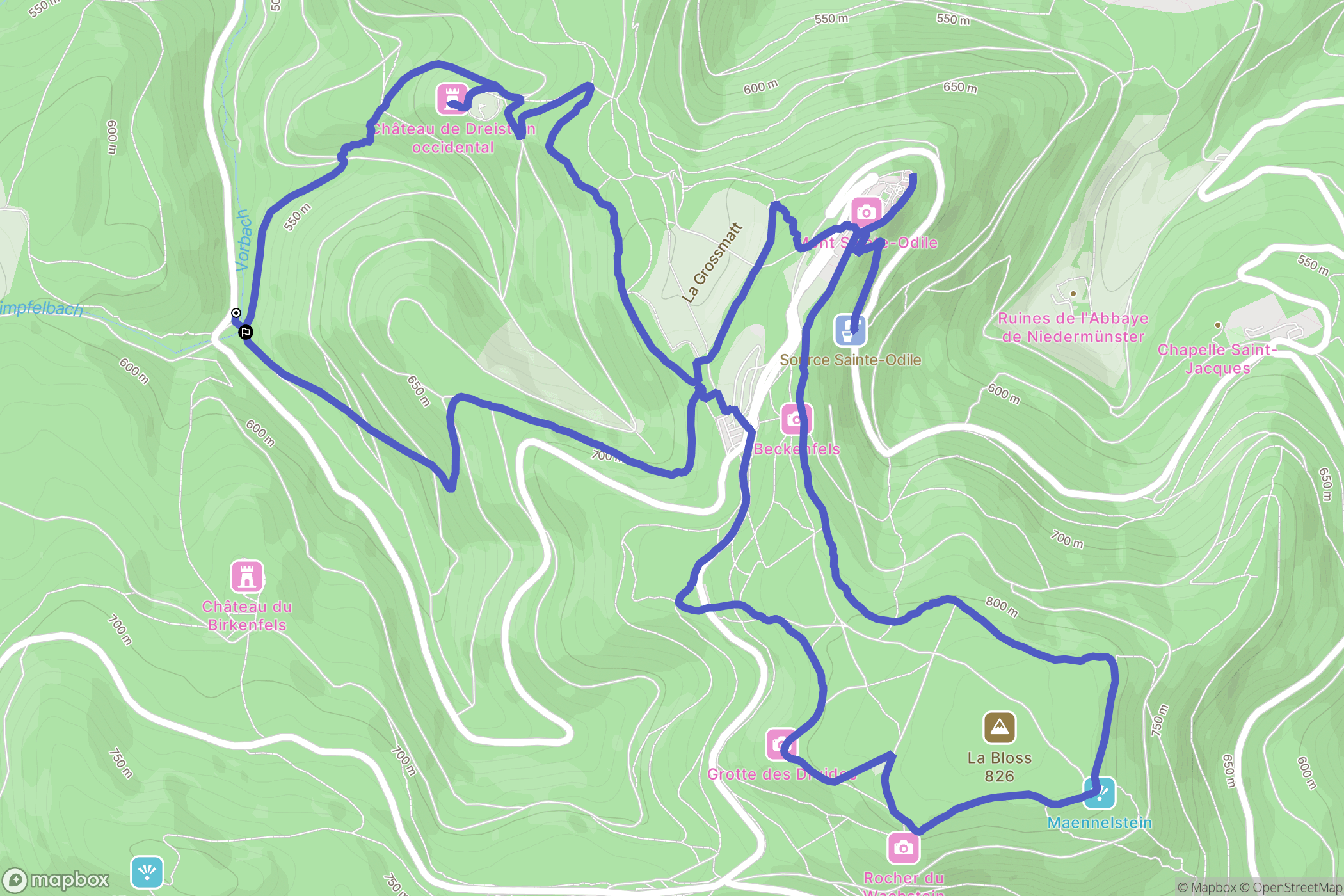 Ottrott : carte du parcours de randonnée - France