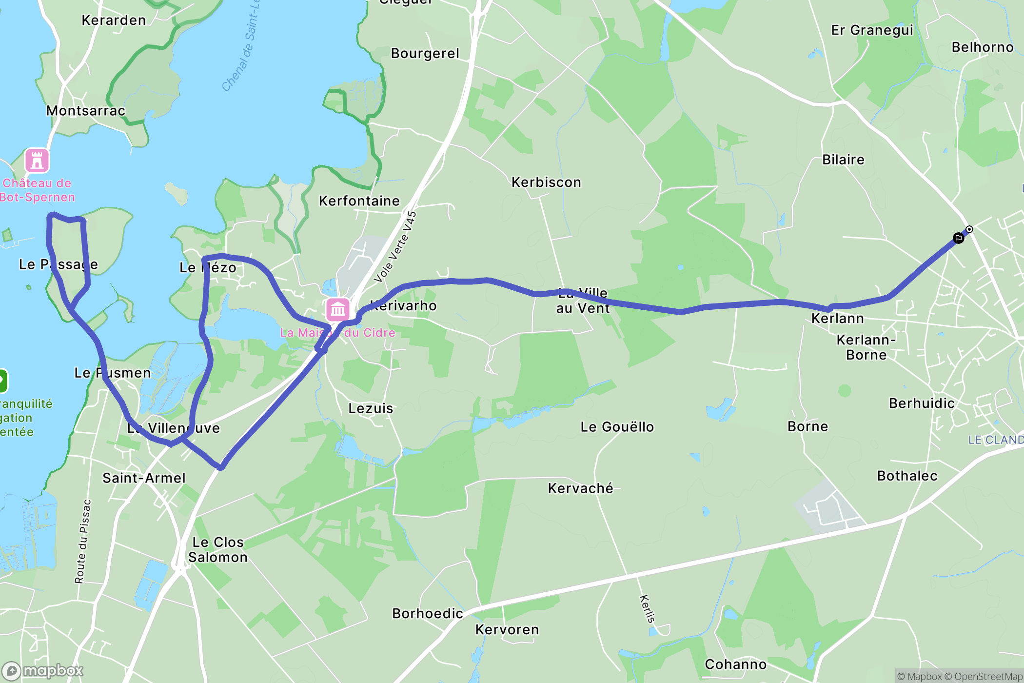 Surzur : carte du parcours de randonnée - France