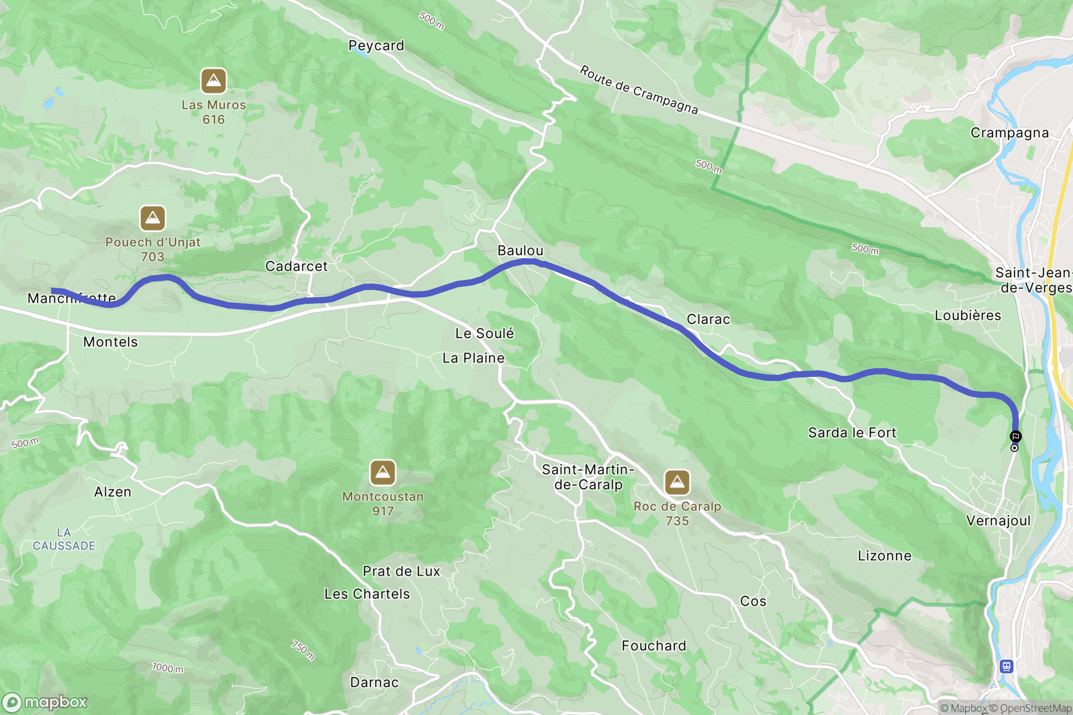 Vernajoul : carte du parcours de randonnée - France