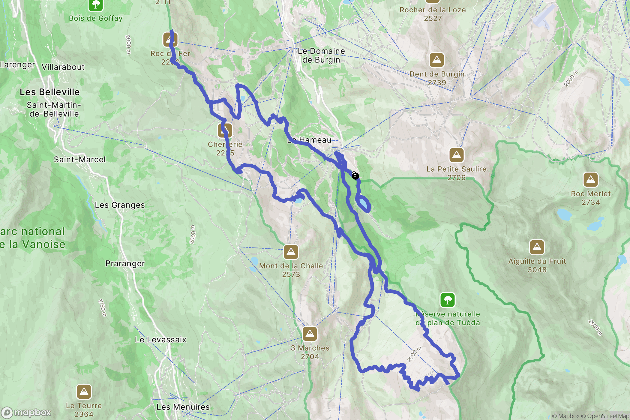 Les Allues : carte du parcours de randonnée - France