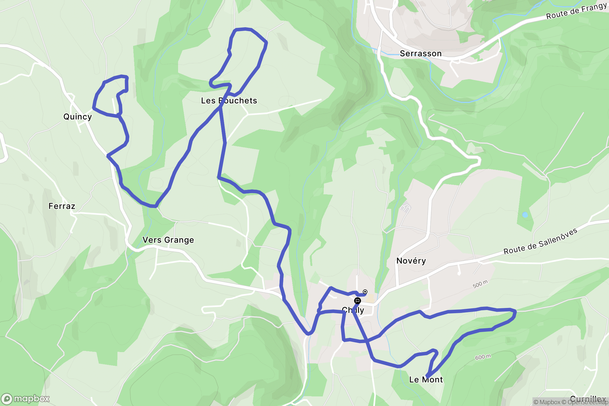 Chilly : carte du parcours de randonnée - France