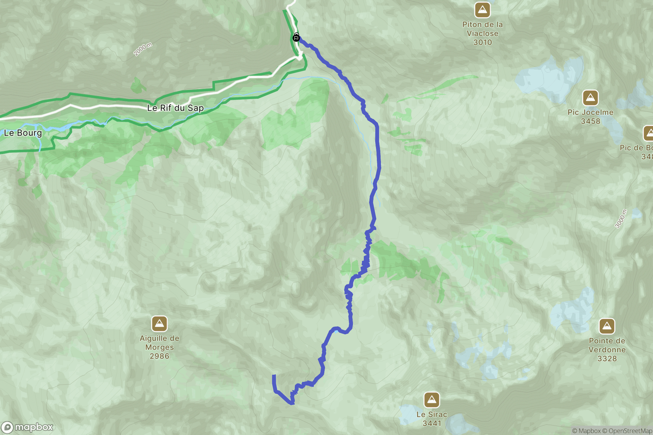 La Chapelle-en-Valgaudémar : carte du parcours de randonnée - France