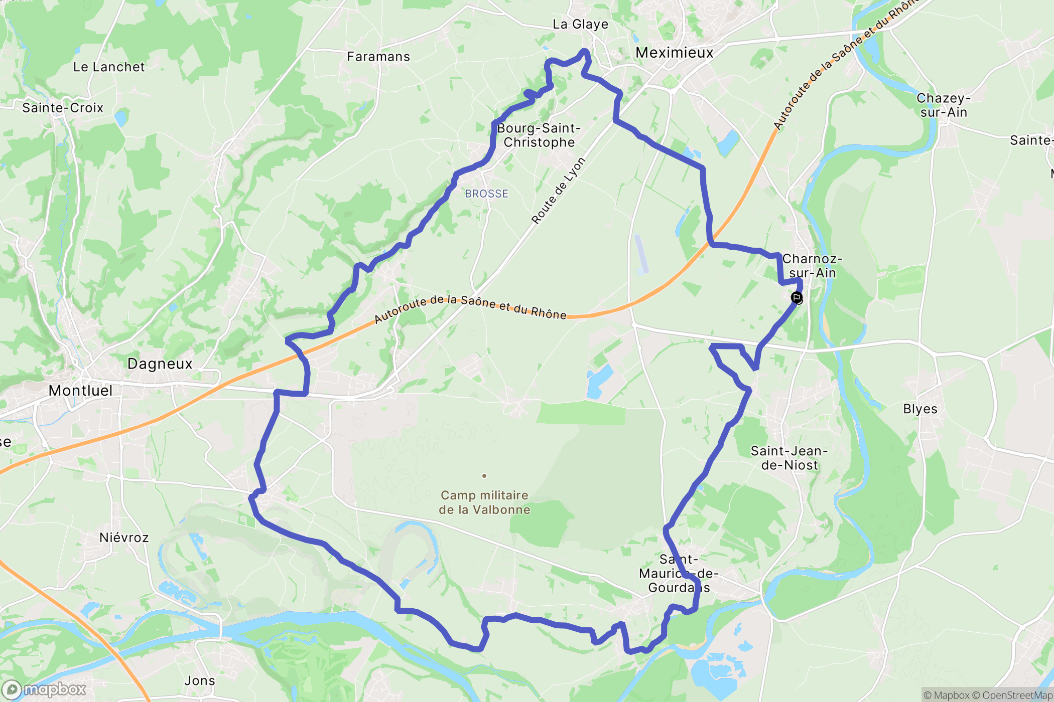 Charnoz-sur-Ain : carte du parcours de randonnée - France