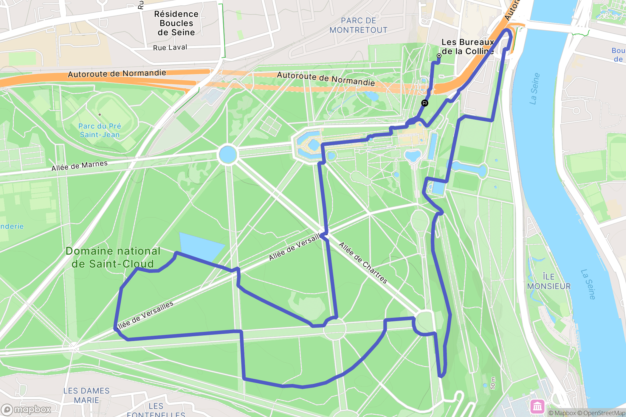 Saint-Cloud : carte du parcours de randonnée - France