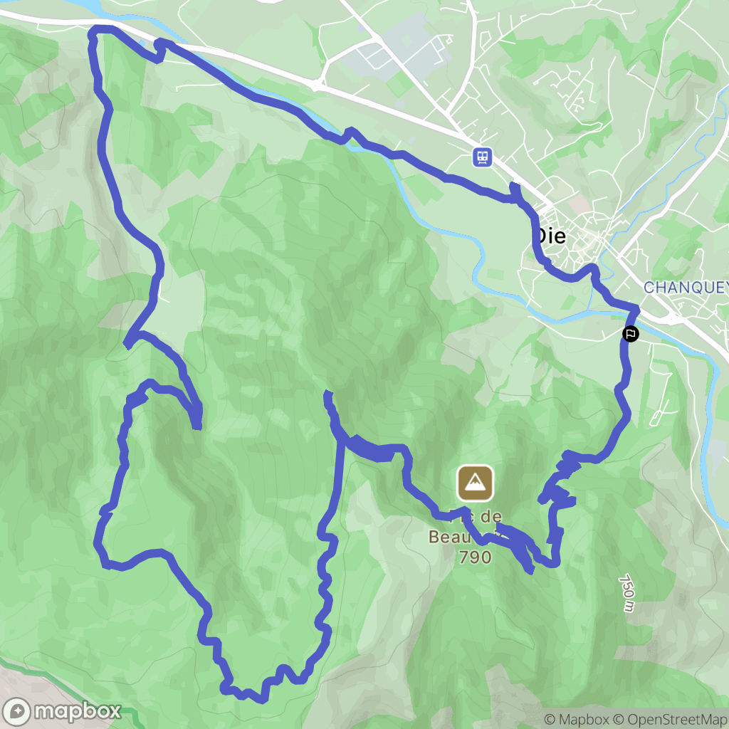 Die : carte du parcours de randonnée - France
