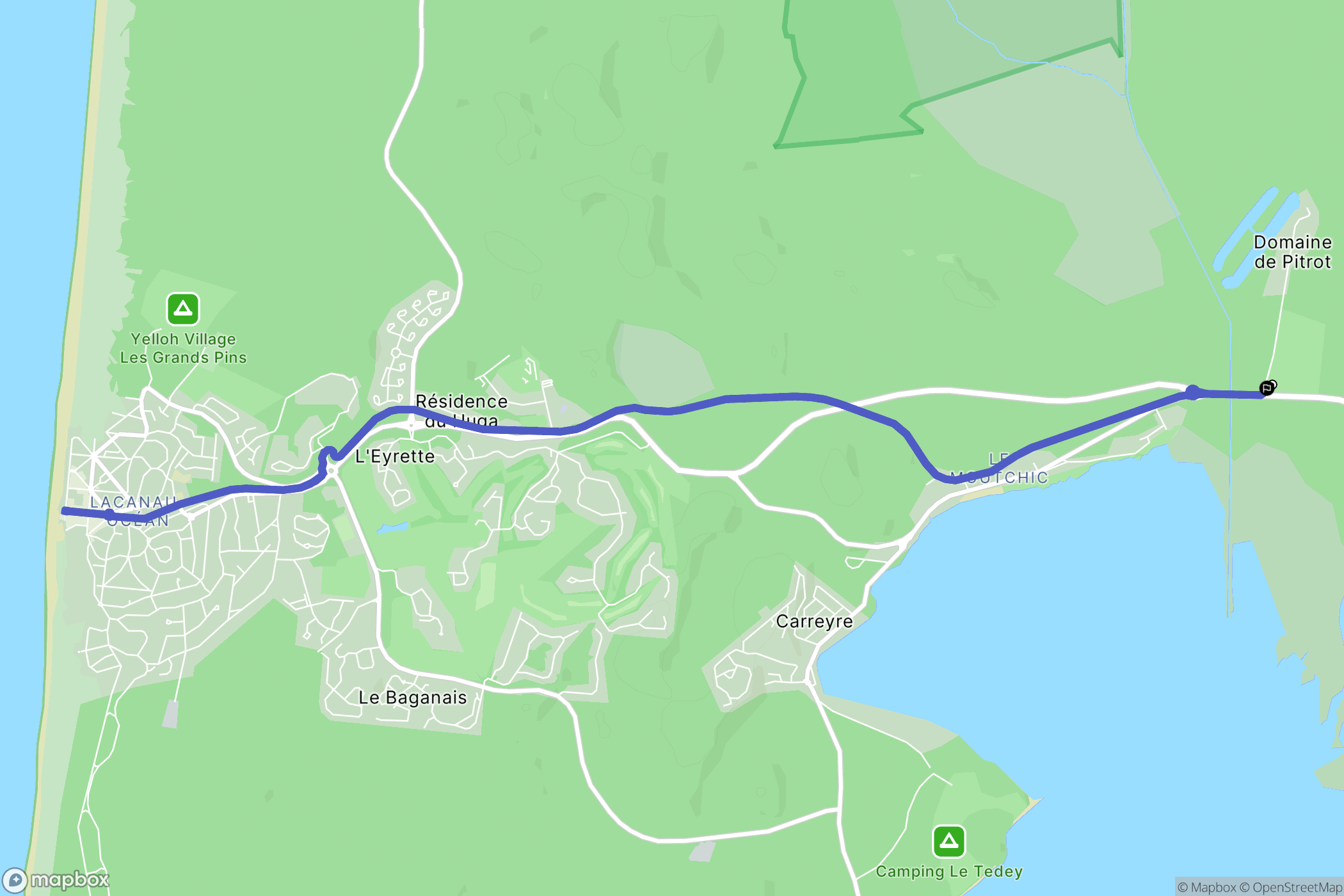 Lacanau : carte du parcours de randonnée - France
