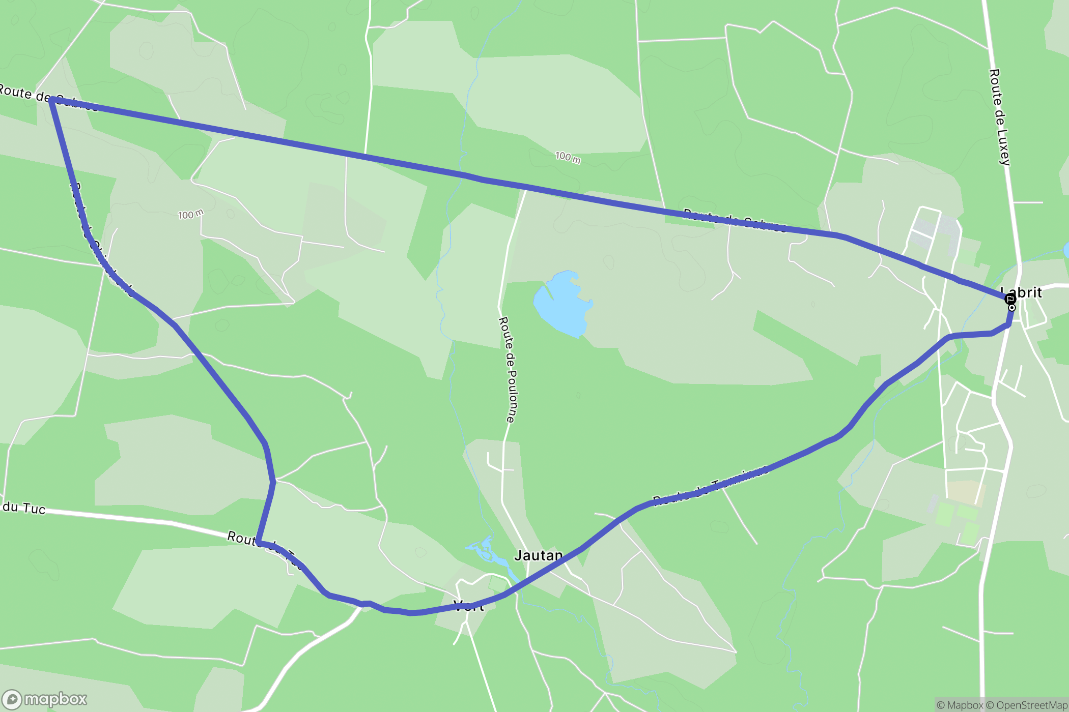 Labrit : carte du parcours de randonnée - France