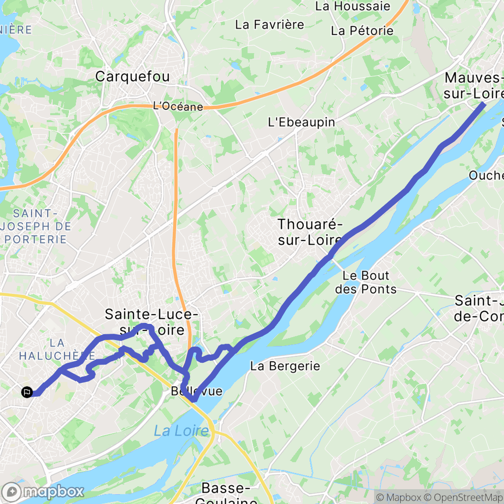 Nantes : carte du parcours de randonnée - France