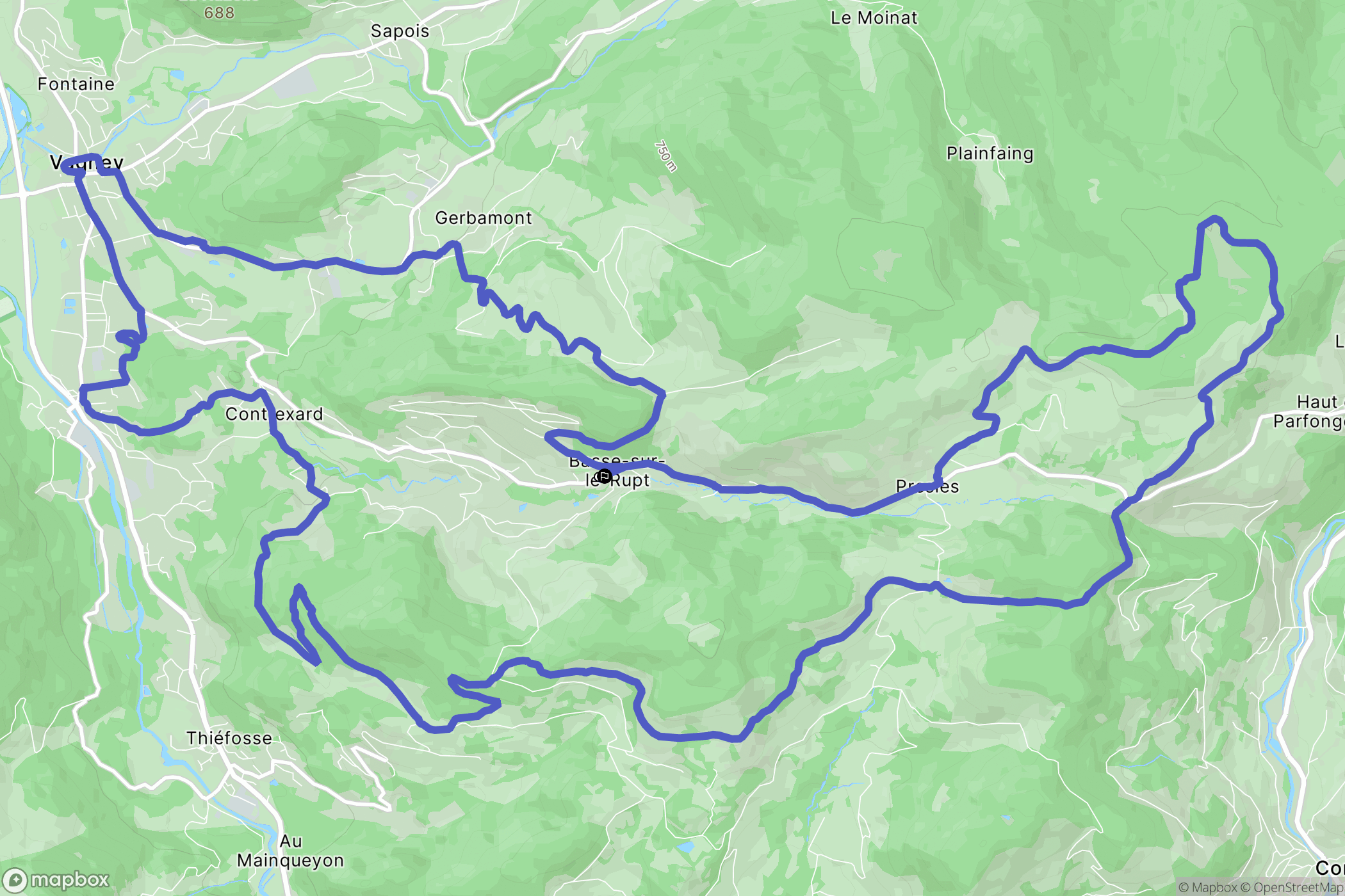 Basse-sur-le-Rupt : carte du parcours de randonnée - France