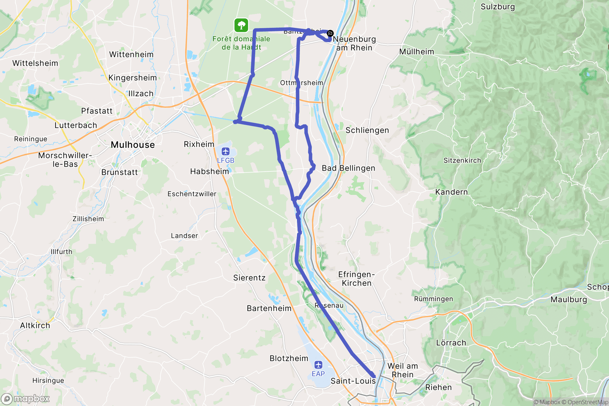 Chalampé : carte du parcours de randonnée - France