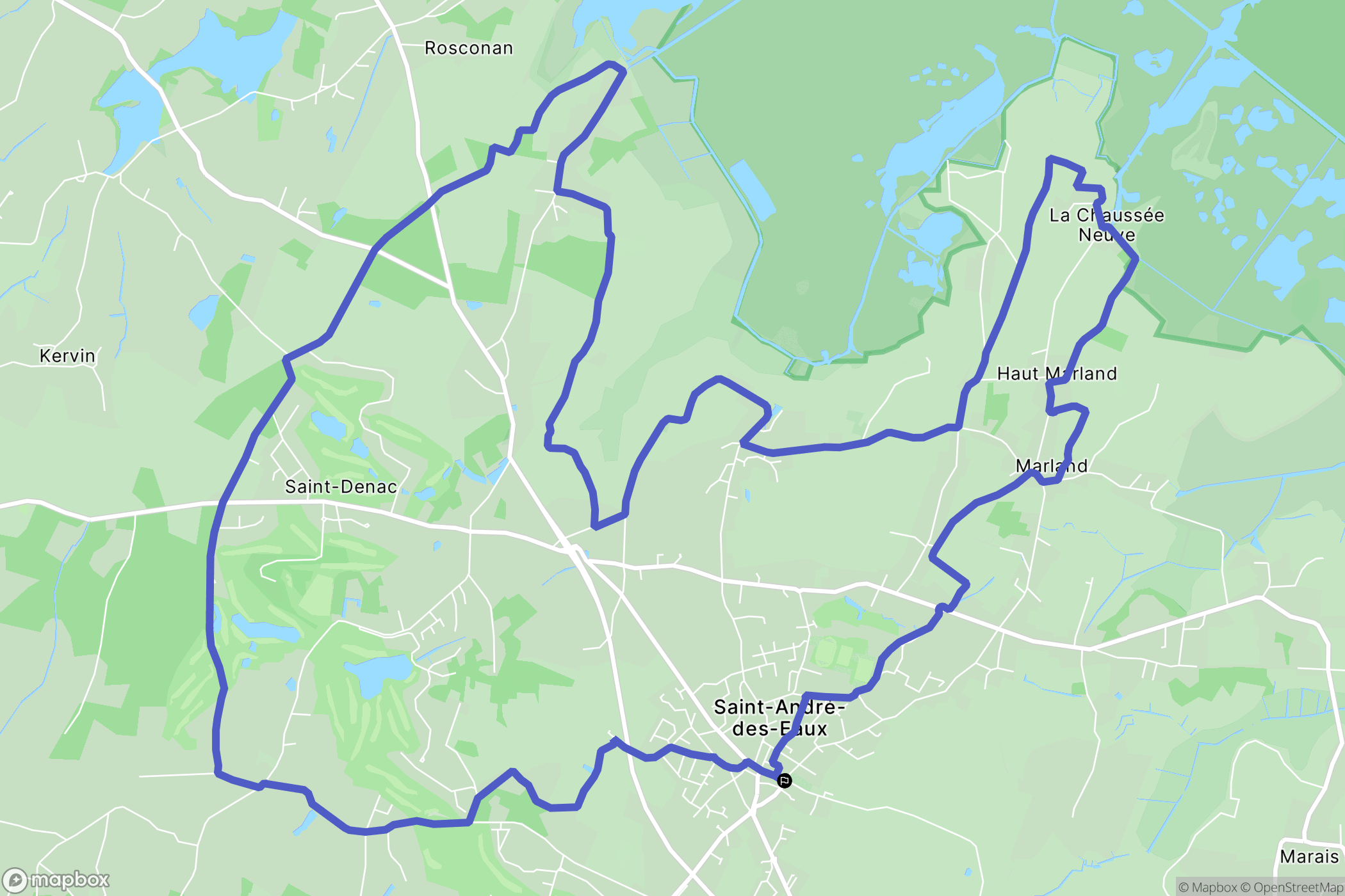 Saint-André-des-Eaux : carte du parcours de randonnée - France